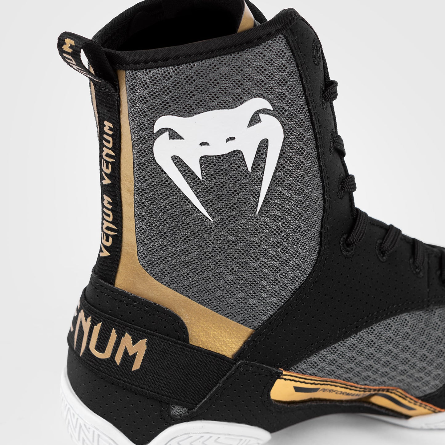 Venum Elite Boxing Shoes - Black/White/Gold
