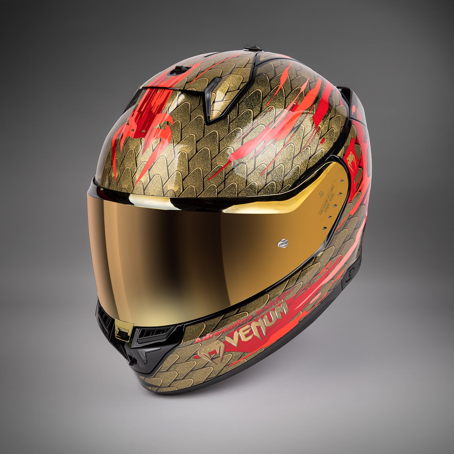 Venum x Shark SKWAL i3 Motorcycle Helmet Red/Gold