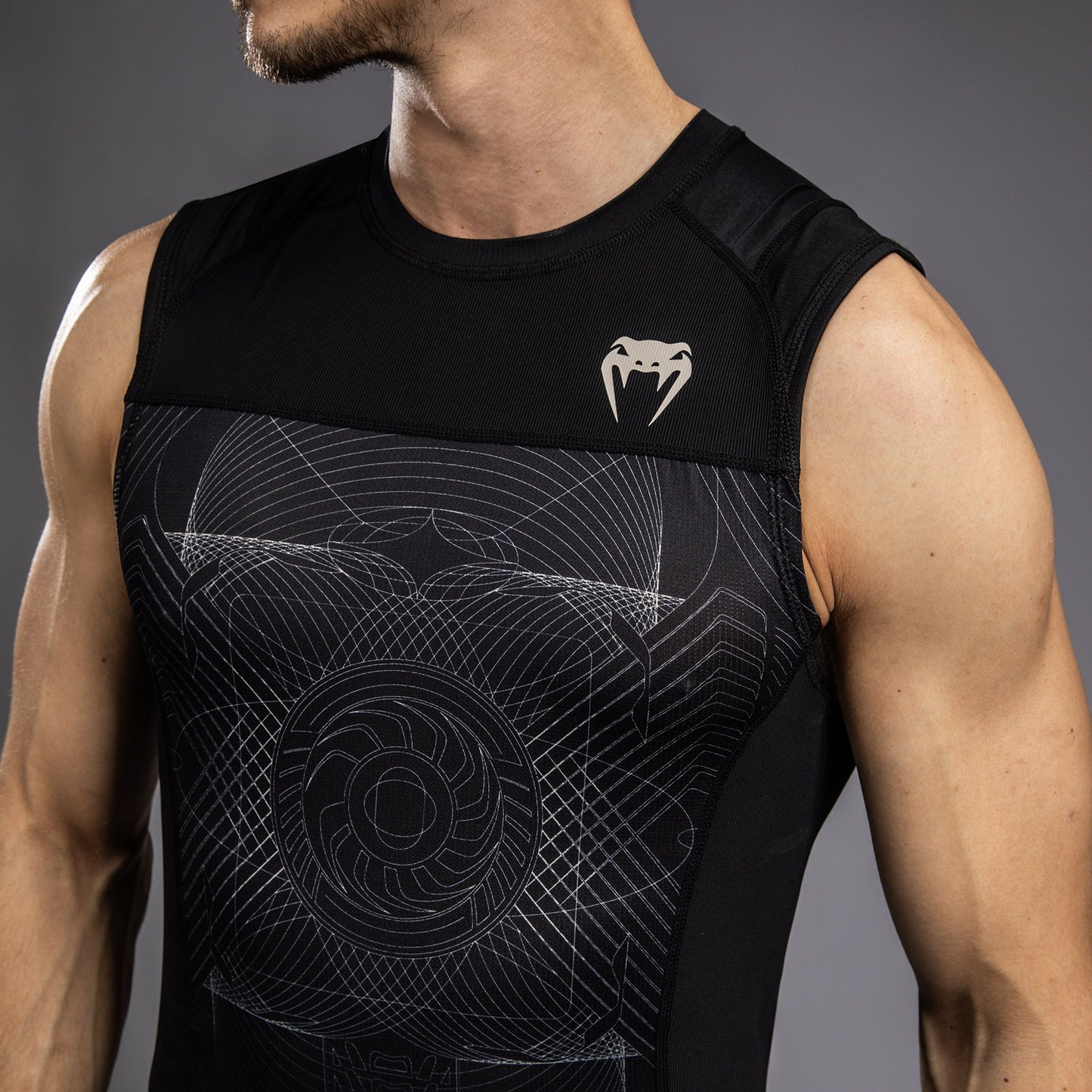 Venum G-Fit Air Men's Sleeveless Rashguard - Deep Black/Desert Sand