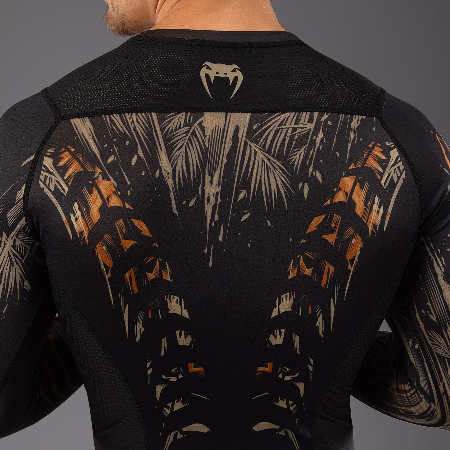Venum Tiger Men's Long Sleeve Rashguard - Black/Neon Orange