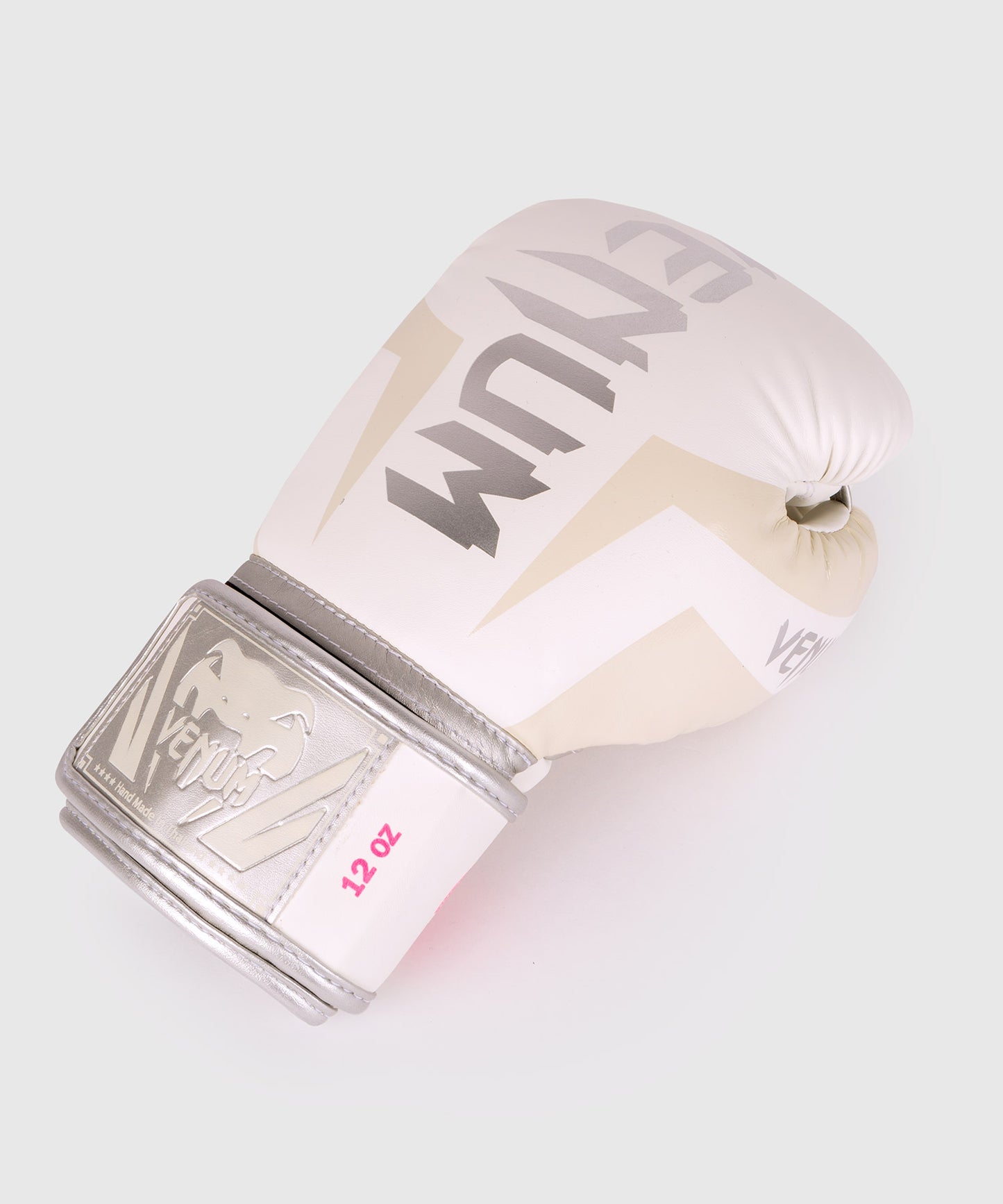 Venum Elite Boxing Gloves - White/Silver-Pink
