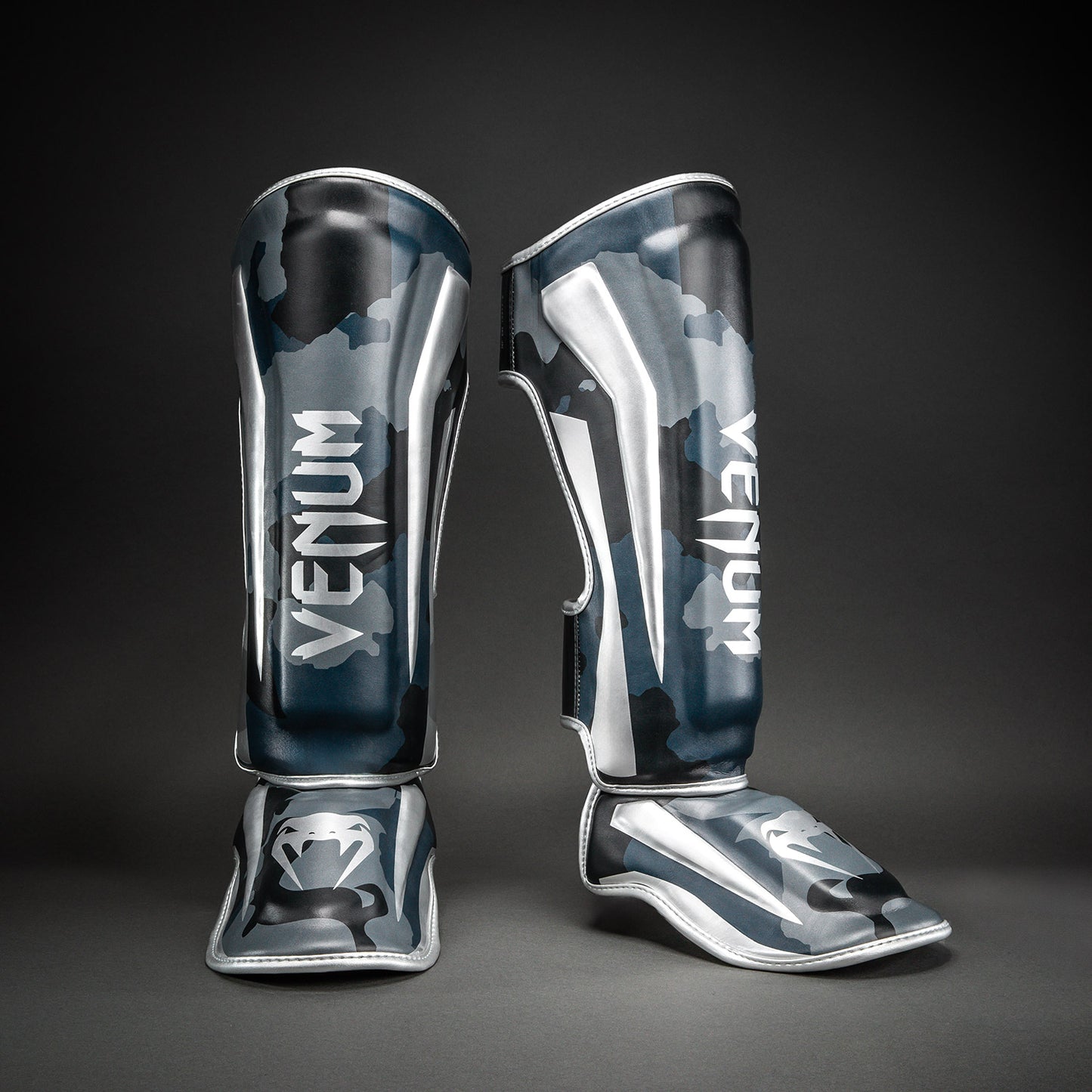 Venum Elite Camo Shin Guards - Dark Navy/Blue