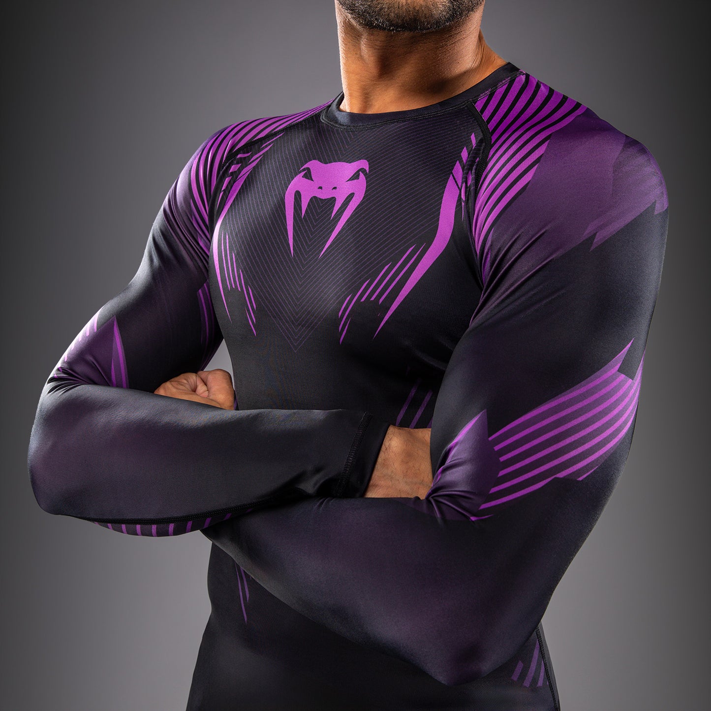 Venum No-Gi 6.0 Long Sleeve Rashguard - Black/Purple