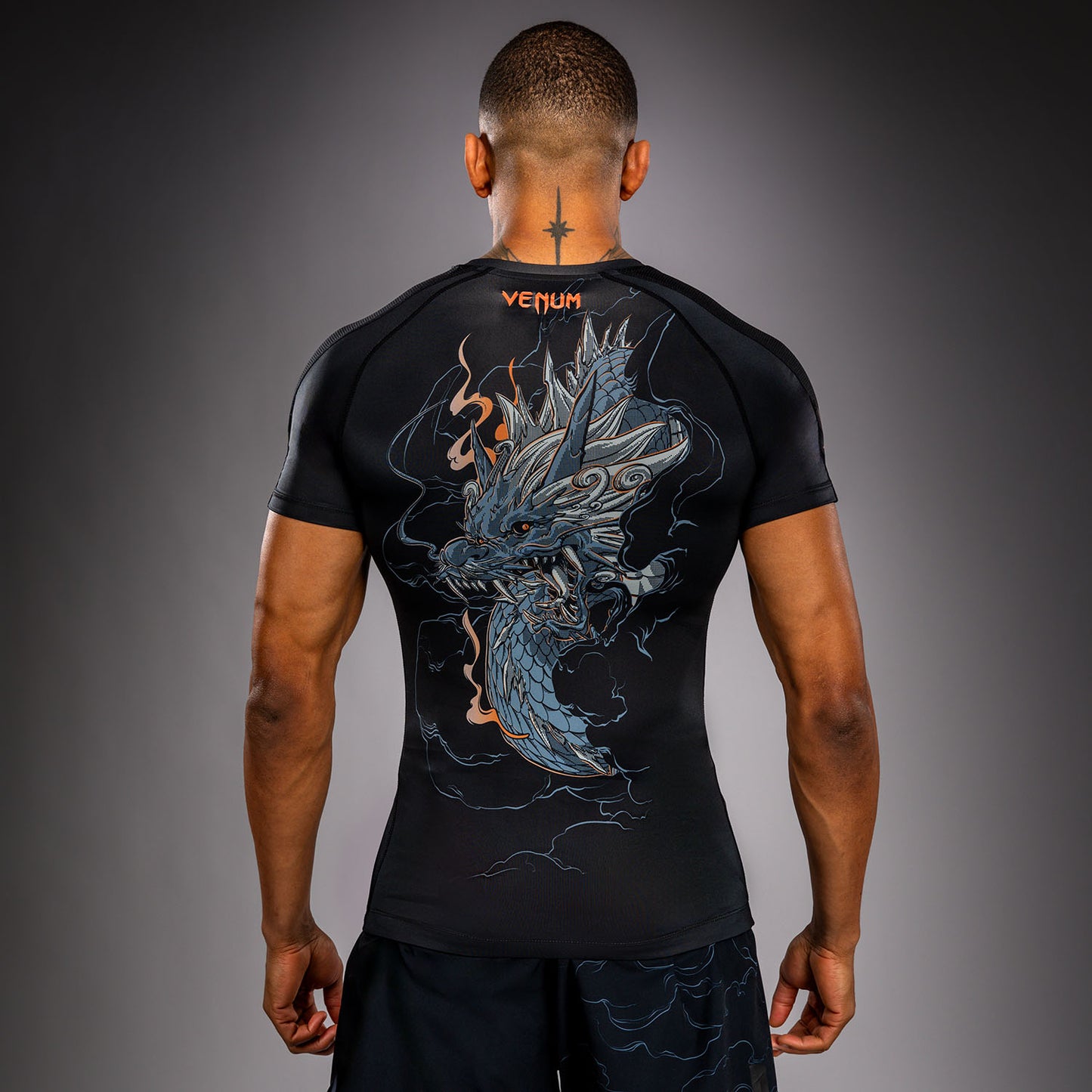 Venum Thunder Dragon Short Sleeves Rashguard - Black/Grey/Copper