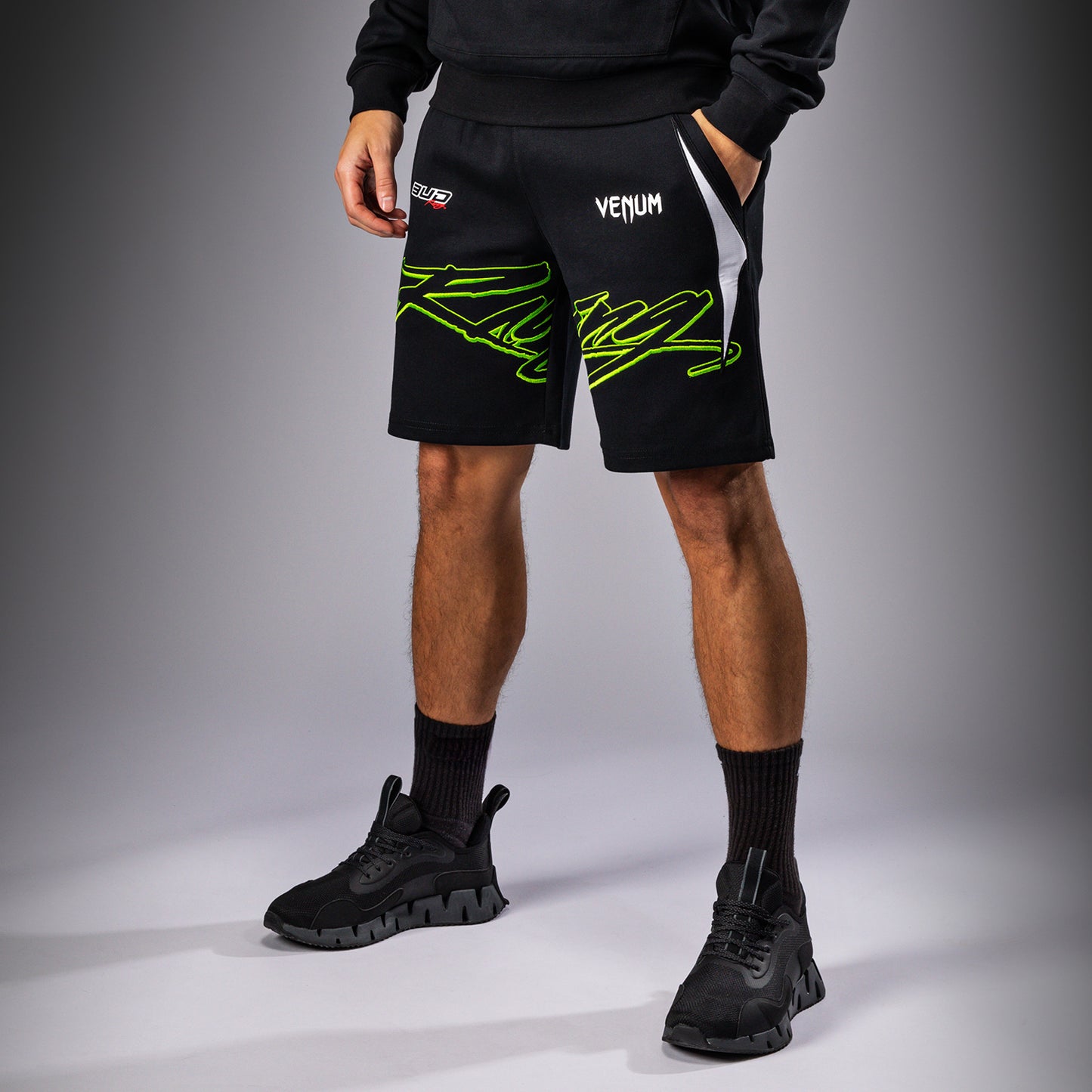 Venum x Bud Racing Men’s Cotton Shorts - Black/White/Lime Green
