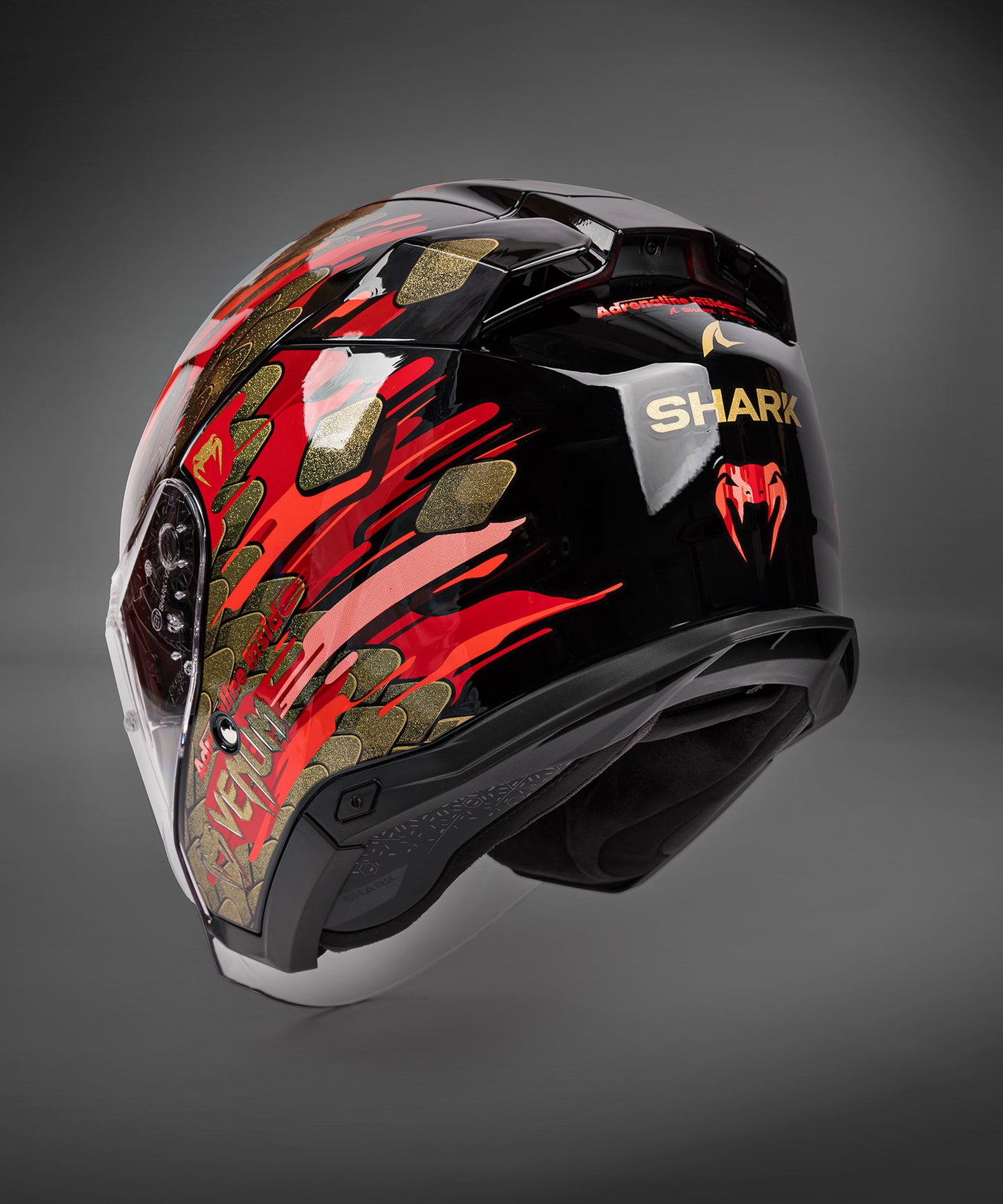 Venum x Shark SKWAL i3 JET Motorcycle Helmet - Red/Gold