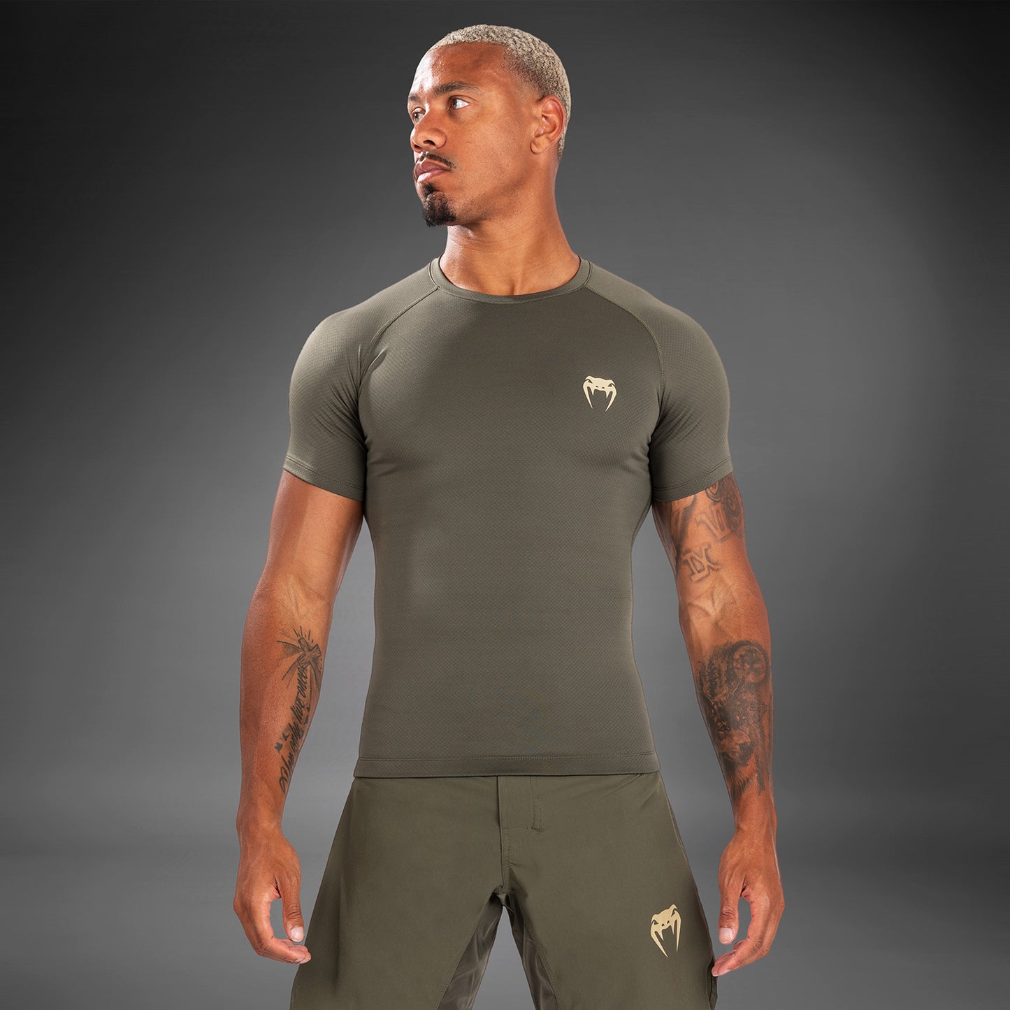 Venum Contender Men’s Short Sleeve Rashguard - Khaki