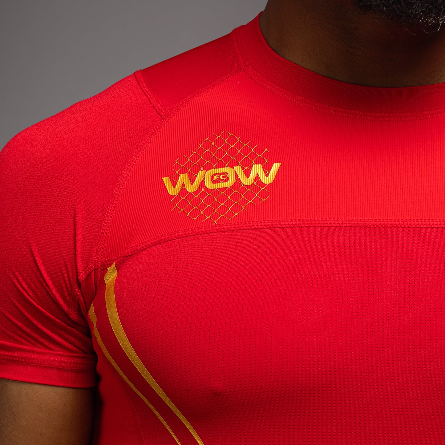 Venum x WOW FC Short Sleeve Rashguard - Fury Red/ Gold