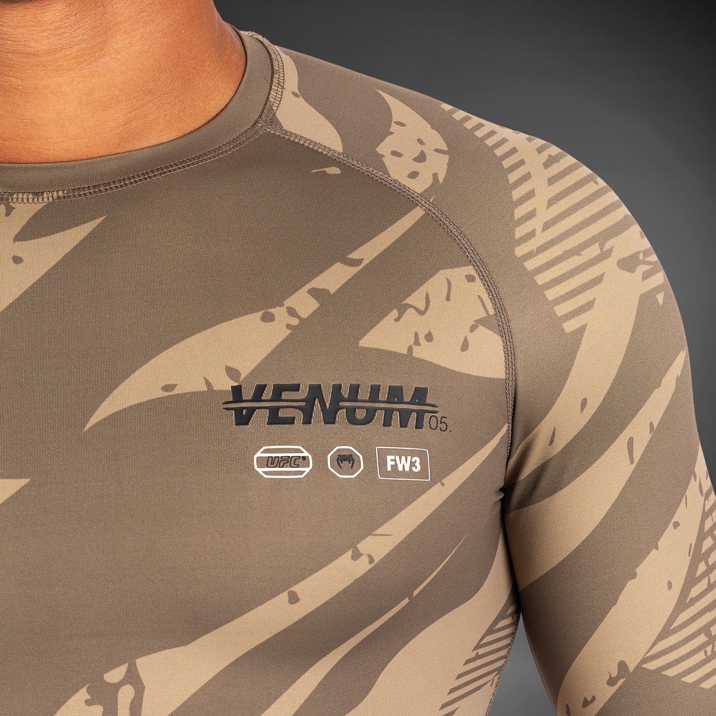 UFC Adrenaline by Venum Fight Week Performance Long Sleeve Rashguard - Desert Camo