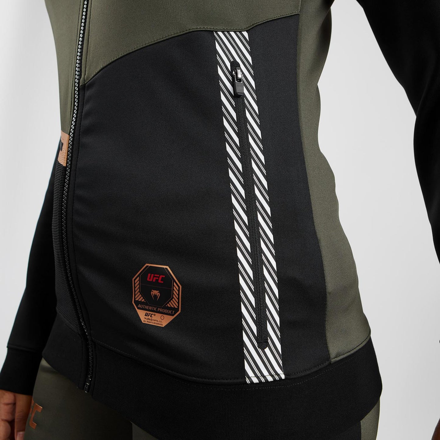 UFC Adrenaline by Venum Fight Week  Women’s Zip Hoodie - Khaki/Bronze