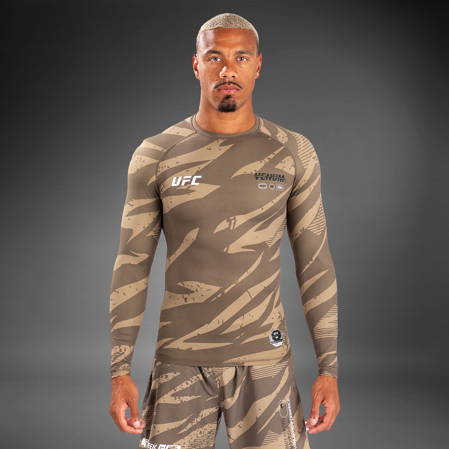 UFC Adrenaline by Venum Fight Week Performance Long Sleeve Rashguard - Desert Camo