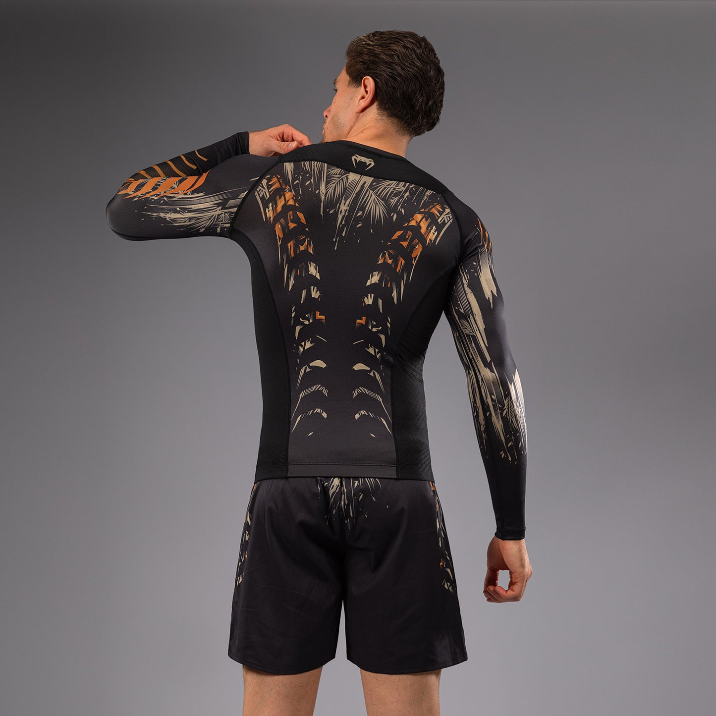 Venum Tiger Men's Long Sleeve Rashguard - Black/Neon Orange