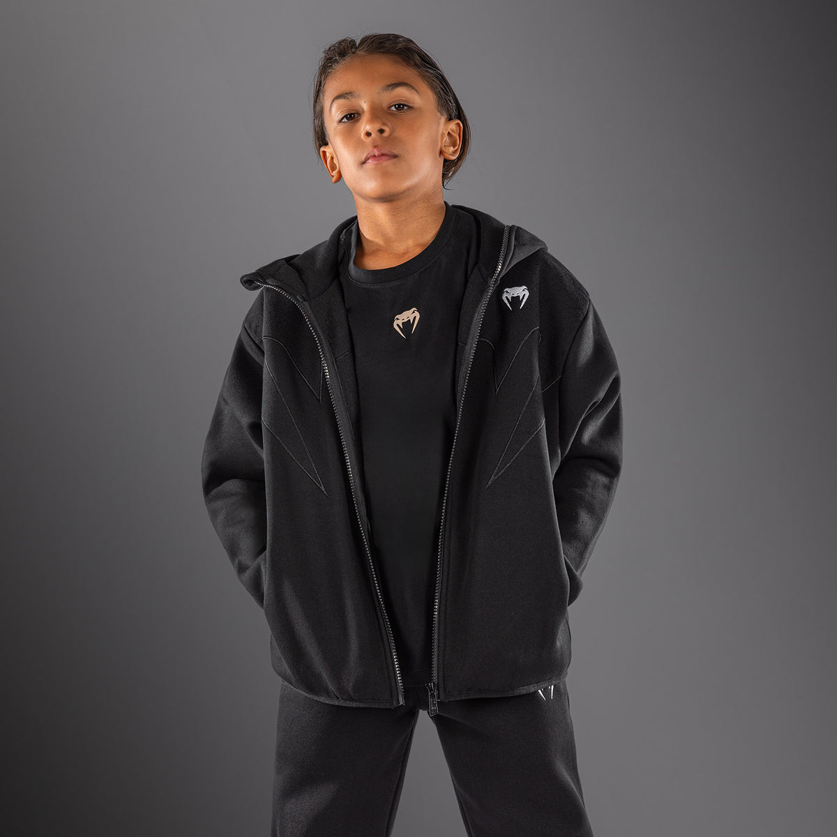 Venum Attack Fleece & Weave Kids Track Jacket - Black