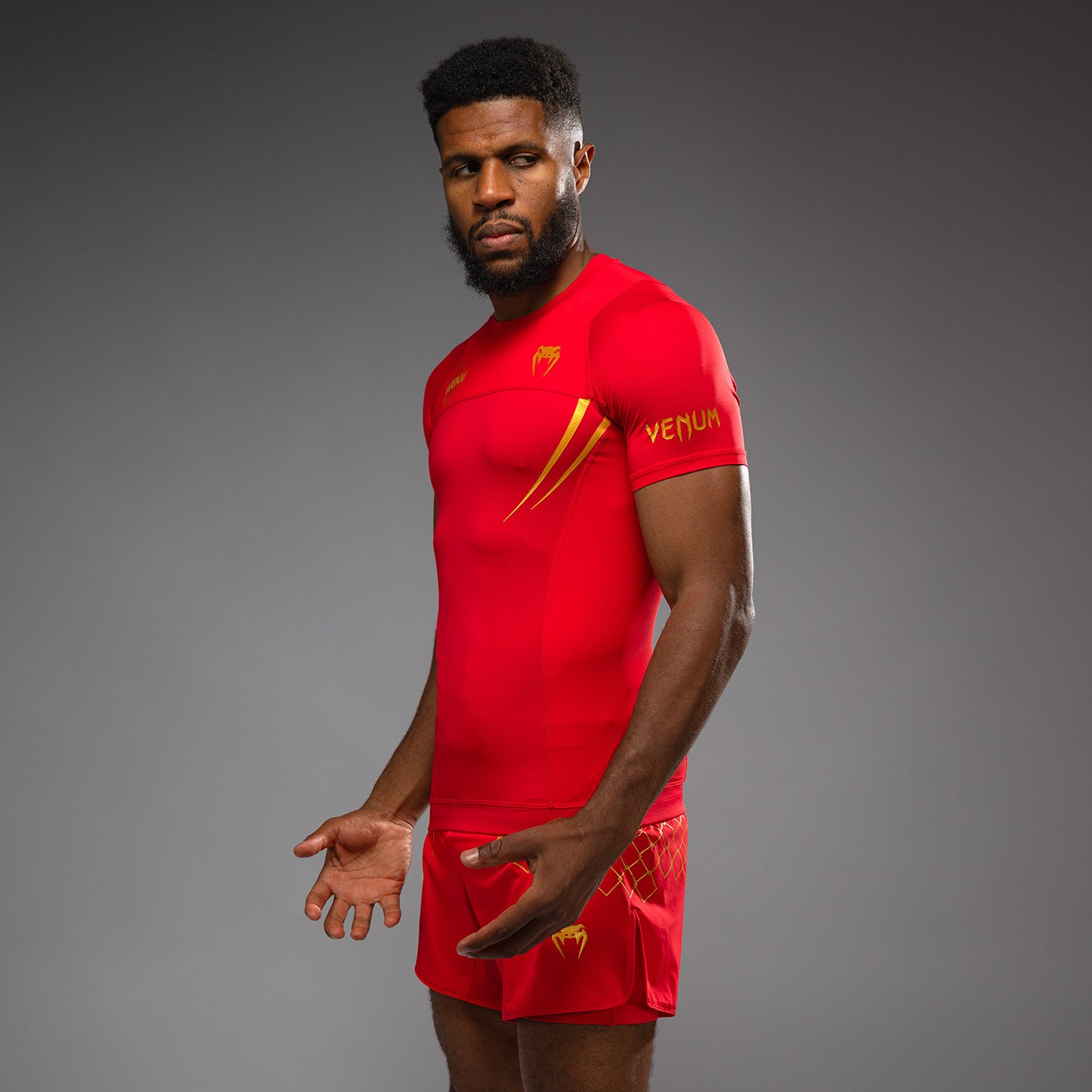 Venum x WOW FC Short Sleeve Rashguard - Fury Red/ Gold