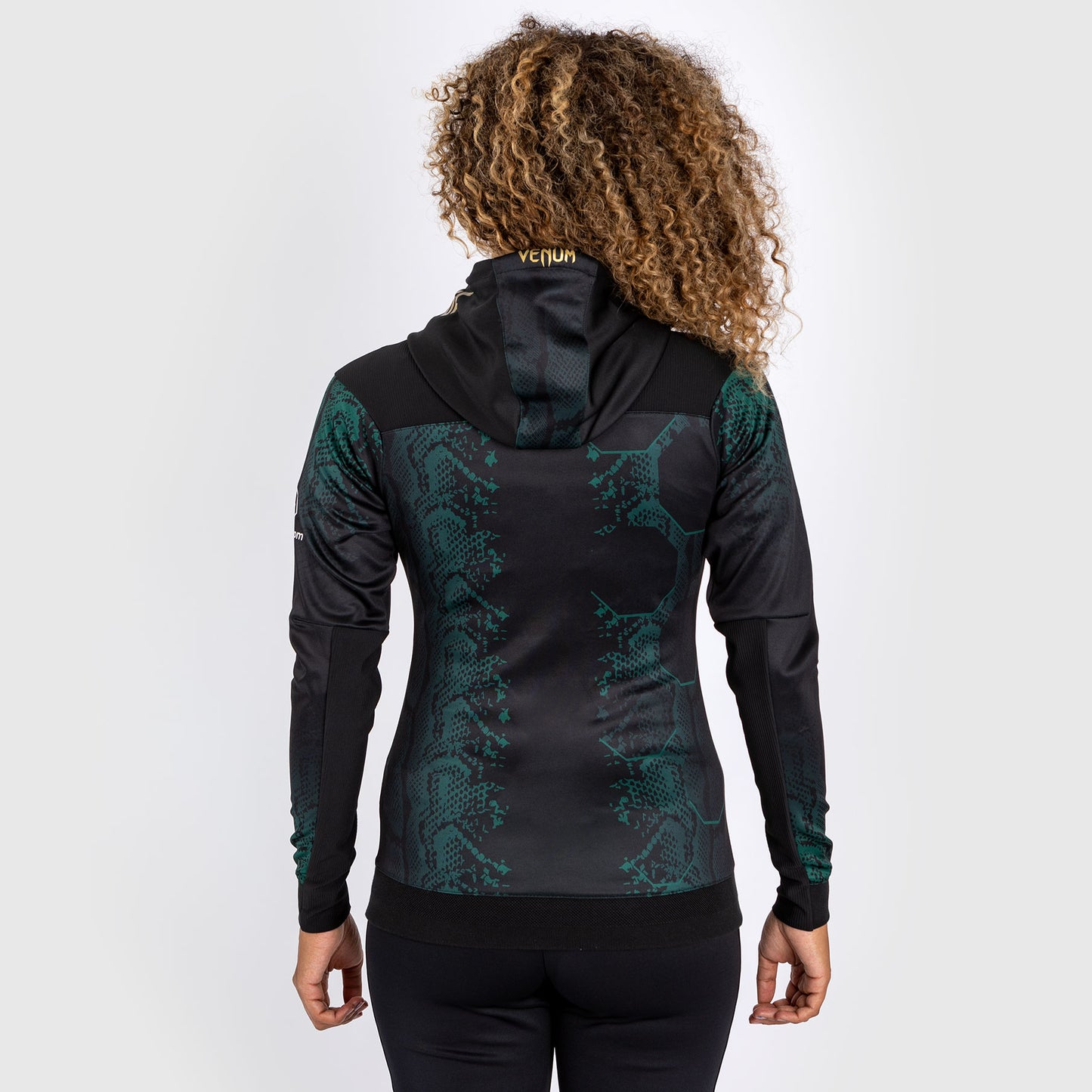 UFC Adrenaline by Venum Authentic Fight Night  Women’s Walkout Hoodie - Emerald Edition - Green/Black/Gold