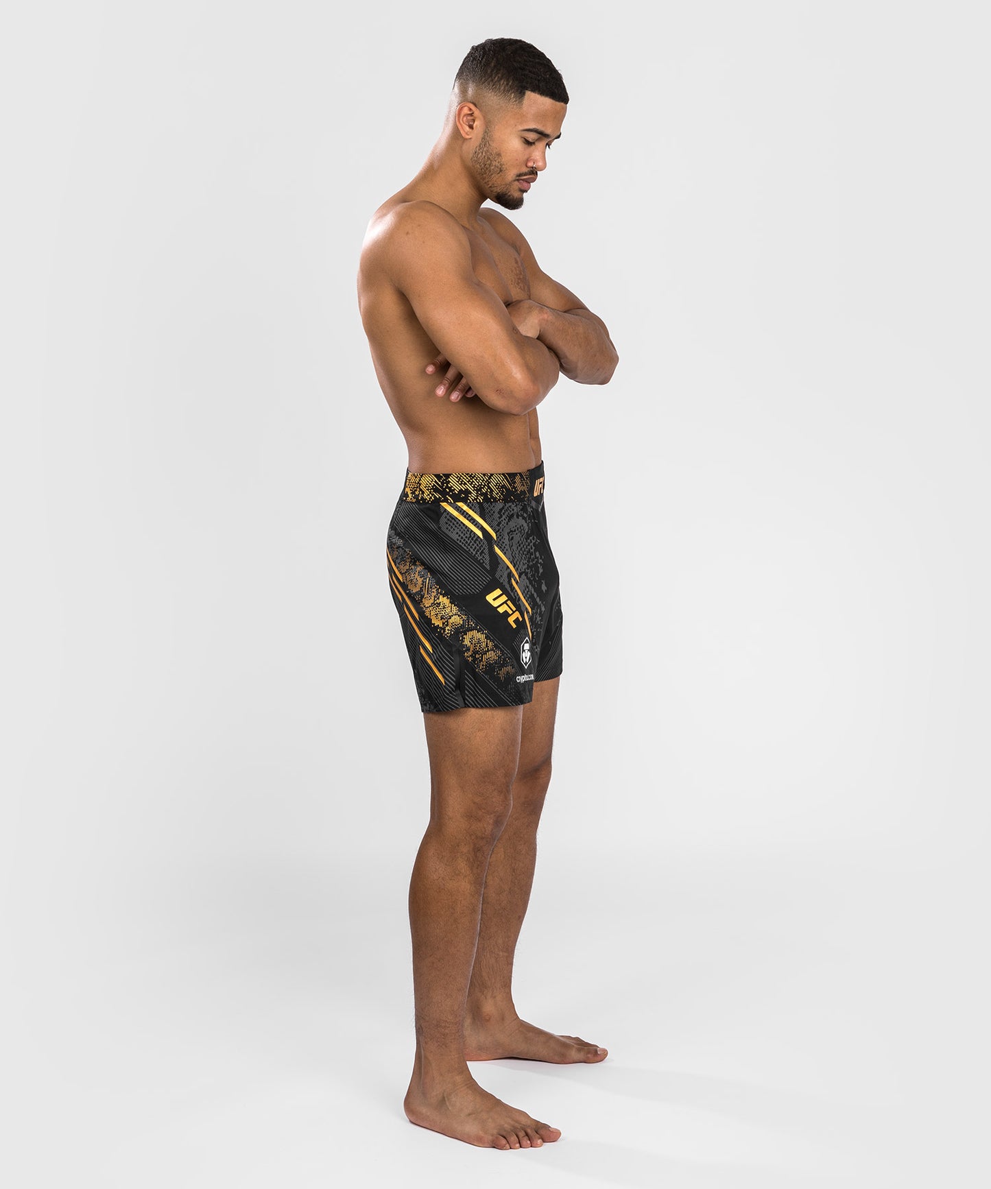 UFC Adrenaline by Venum Personalized Authentic Fight Night Men's Fight Short - Short Fit - Black/Gold