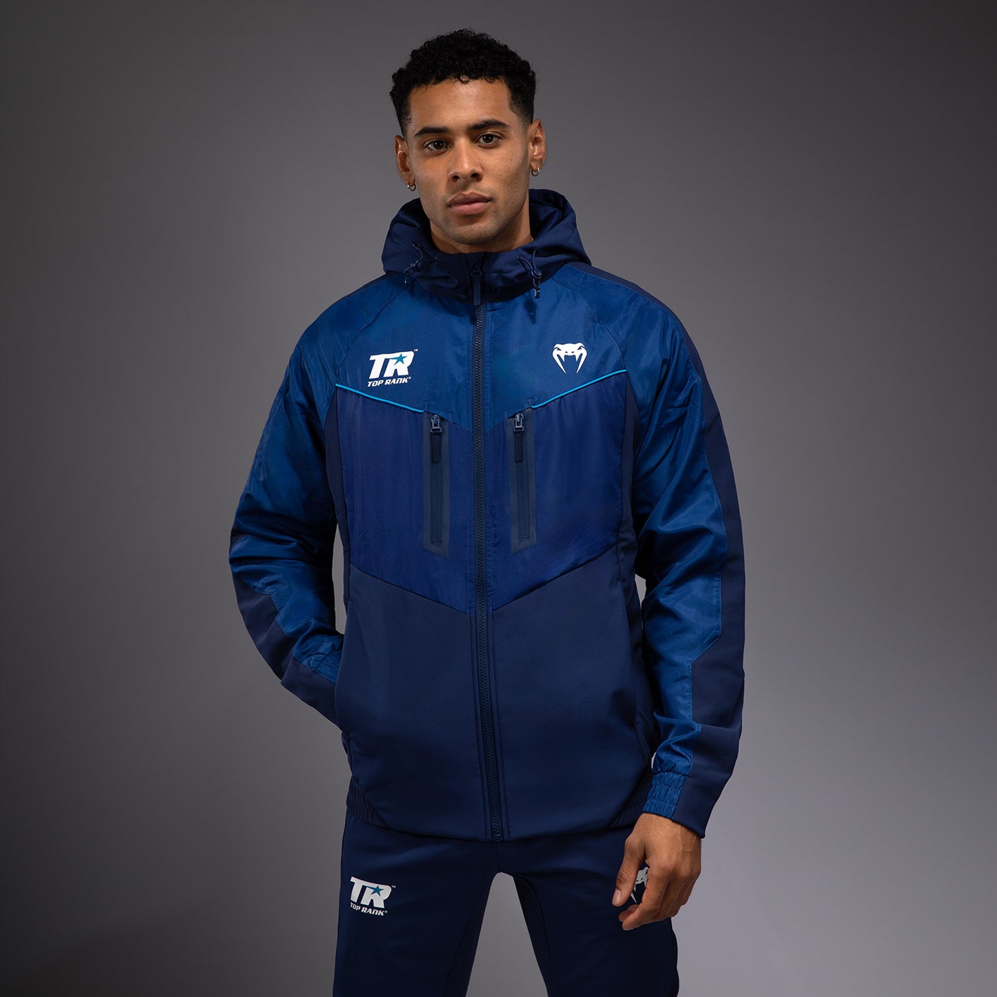 Venum x Top Rank Original Men's Full Zip Hoodie - Navy Blue