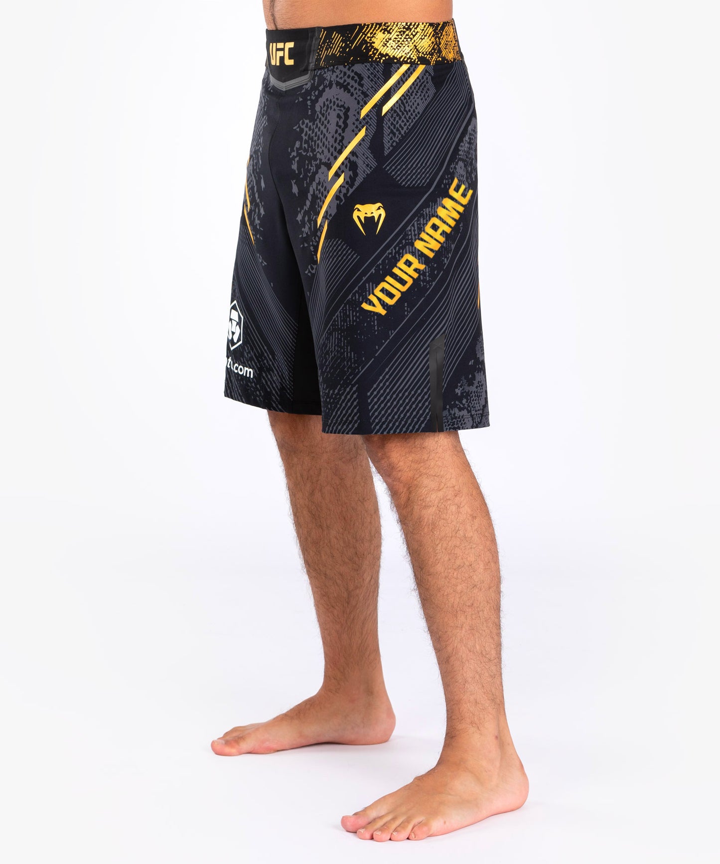 UFC Adrenaline by Venum Personalized Authentic Fight Night Men's Fight Short - Long Fit - Black/Gold