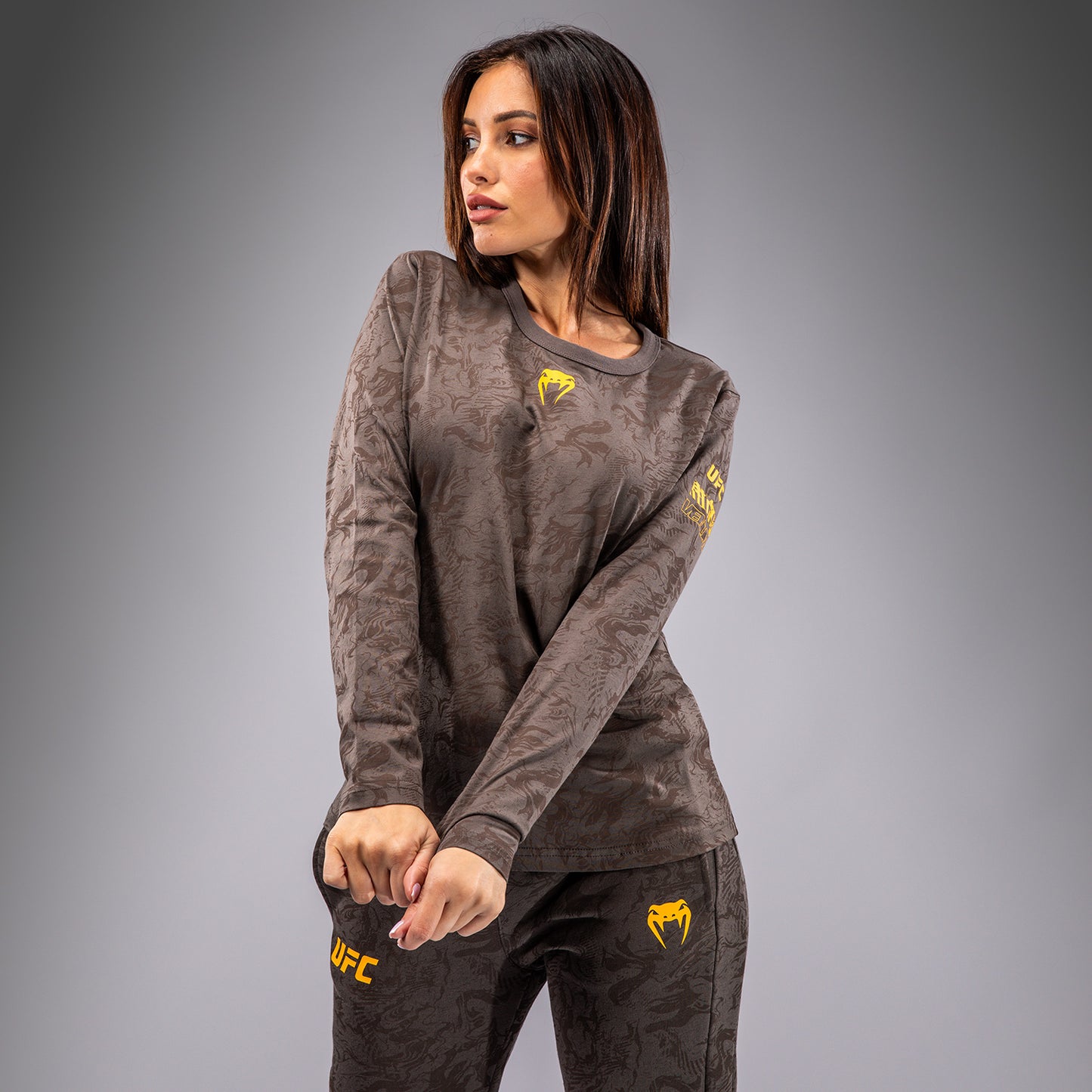 UFC Fusion by Venum Fight Week Women’s Long Sleeve Cotton T-Shirt - Earthen Brown
