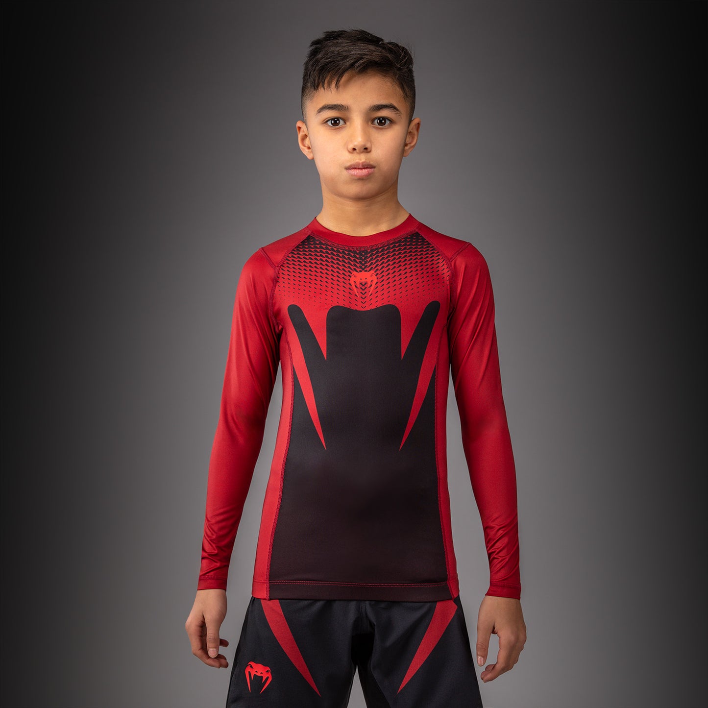 Venum Attack Kids Long Sleeve Rashguard - Black/Red