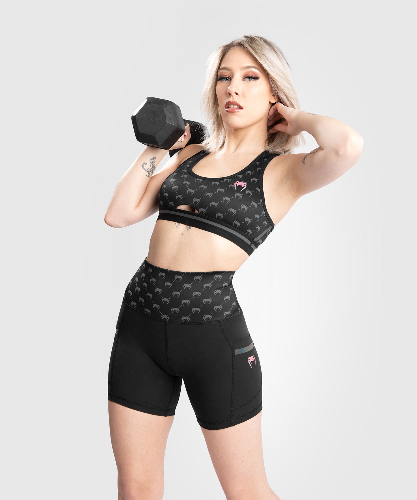 Venum Monogram Compression Shorts - For Women - Black/Pink Gold