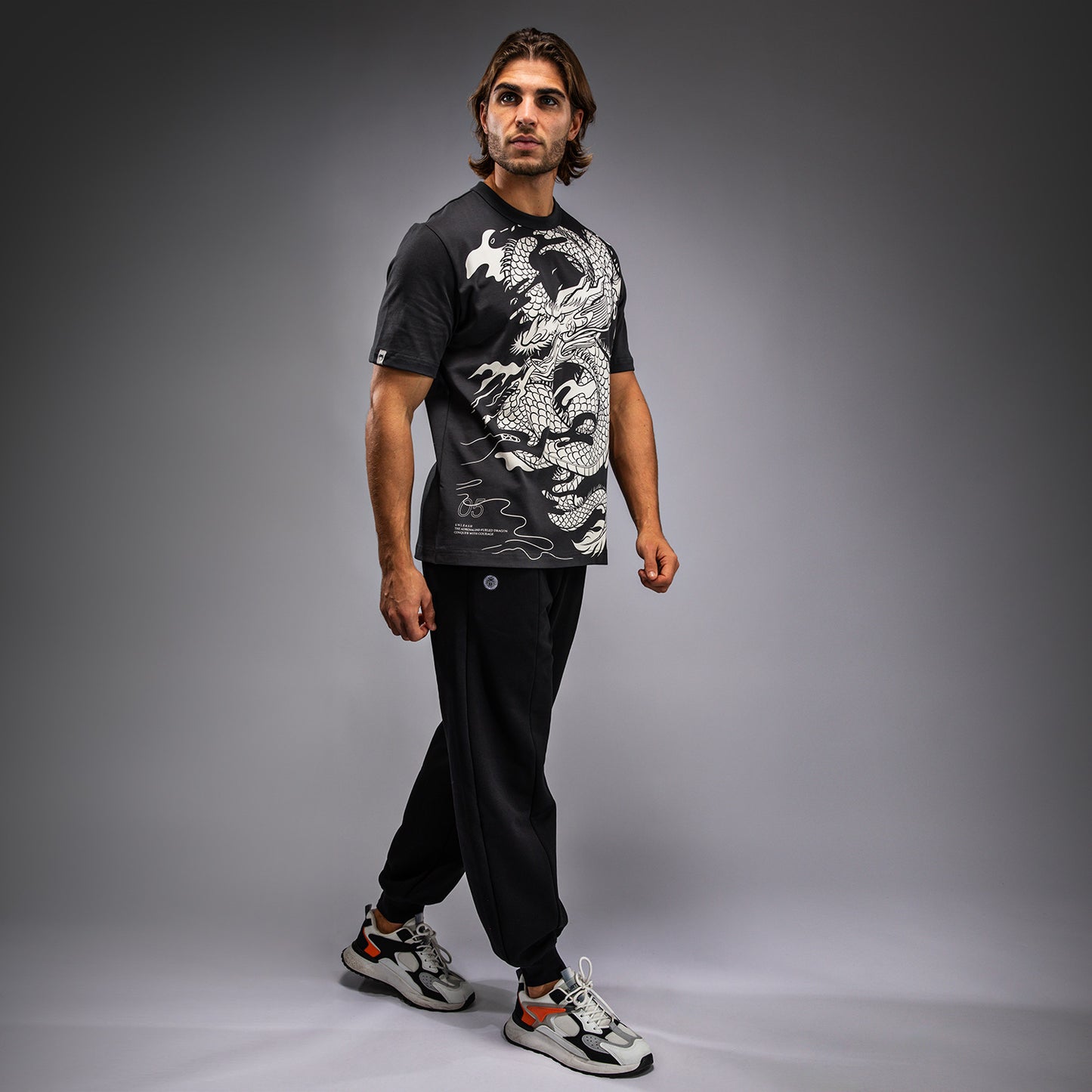 Venum Dragon’s Flight Men’s T-Shirt - Charcoal Grey/Cream White