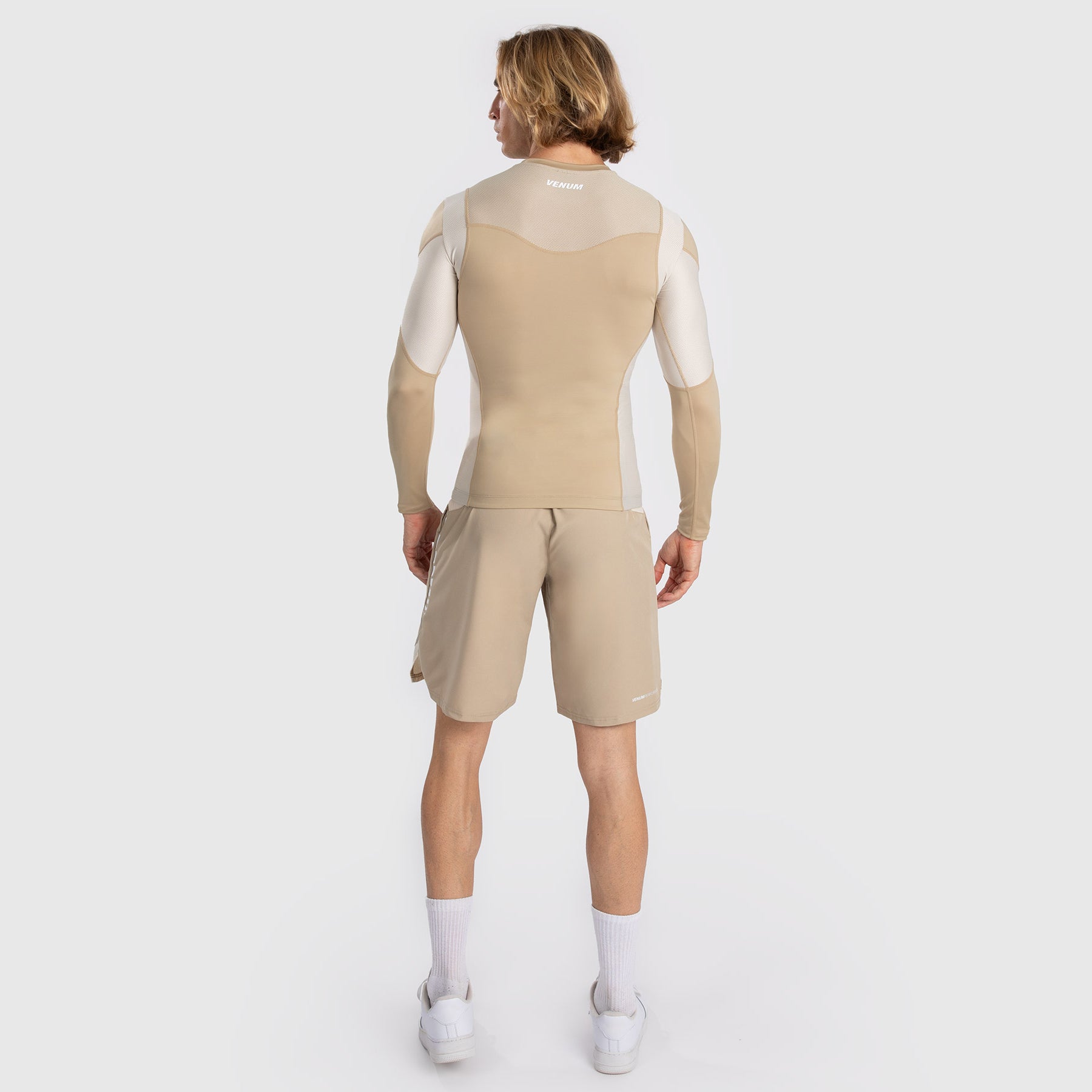 Venum Tempest Men's Long Sleeve Rashguard - Beige/Sand