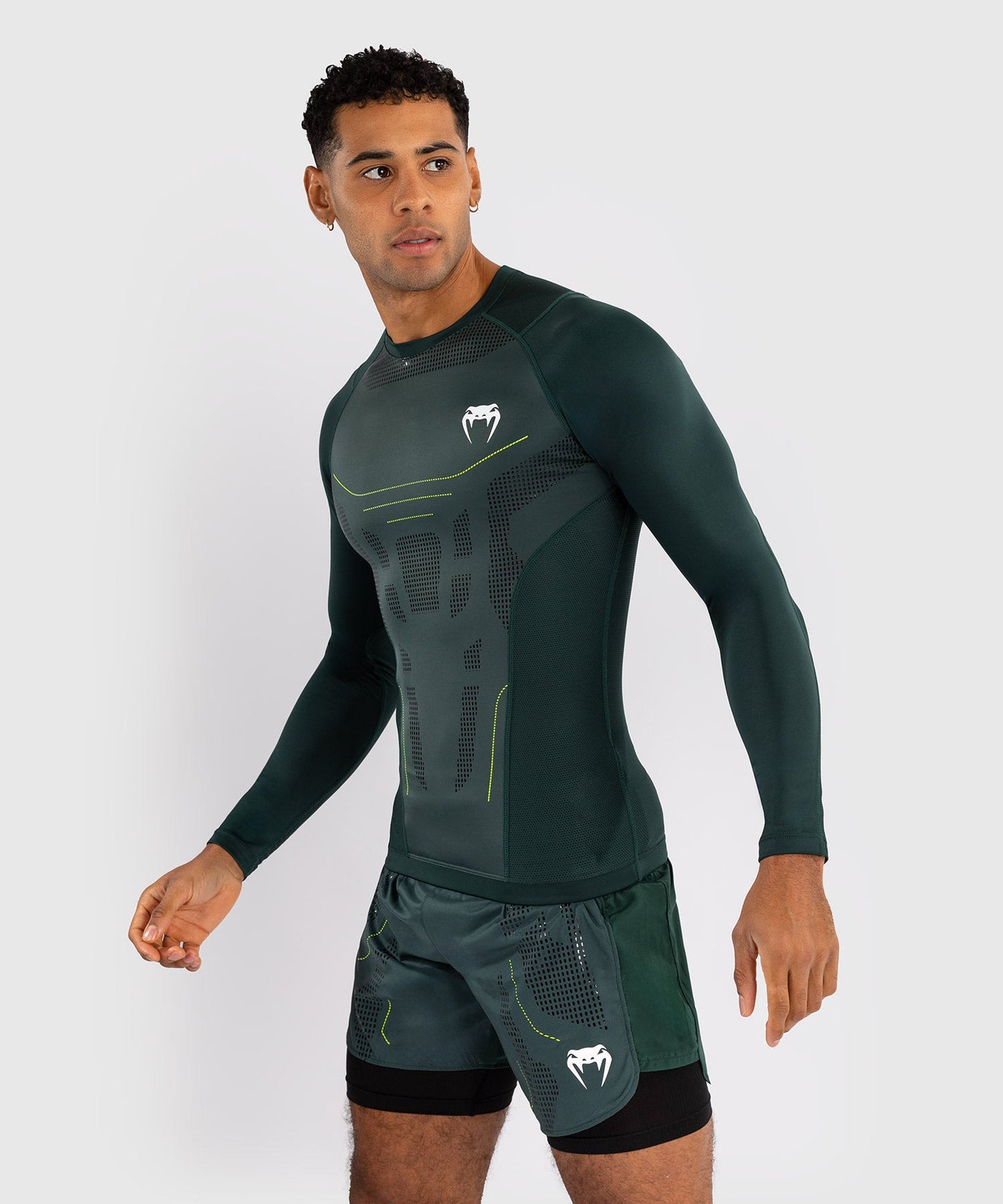 Venum Technical 3.0 Long Sleeve Rashguard - Forest Green