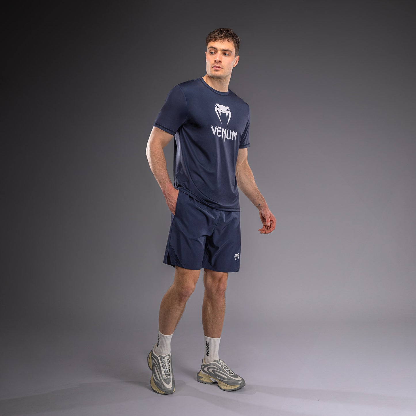 Venum Classic Dry Tech T-Shirt - Navy Blue/White