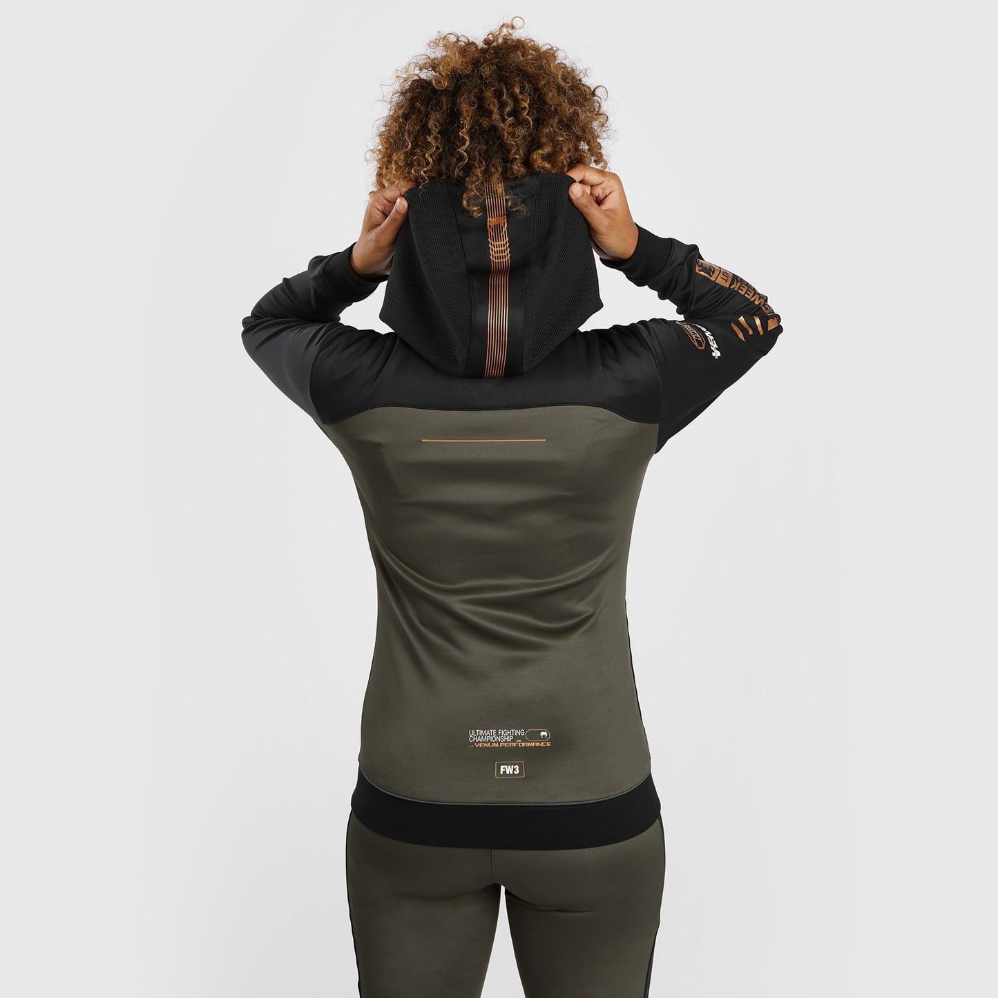 UFC Adrenaline by Venum Fight Week  Women’s Zip Hoodie - Khaki/Bronze