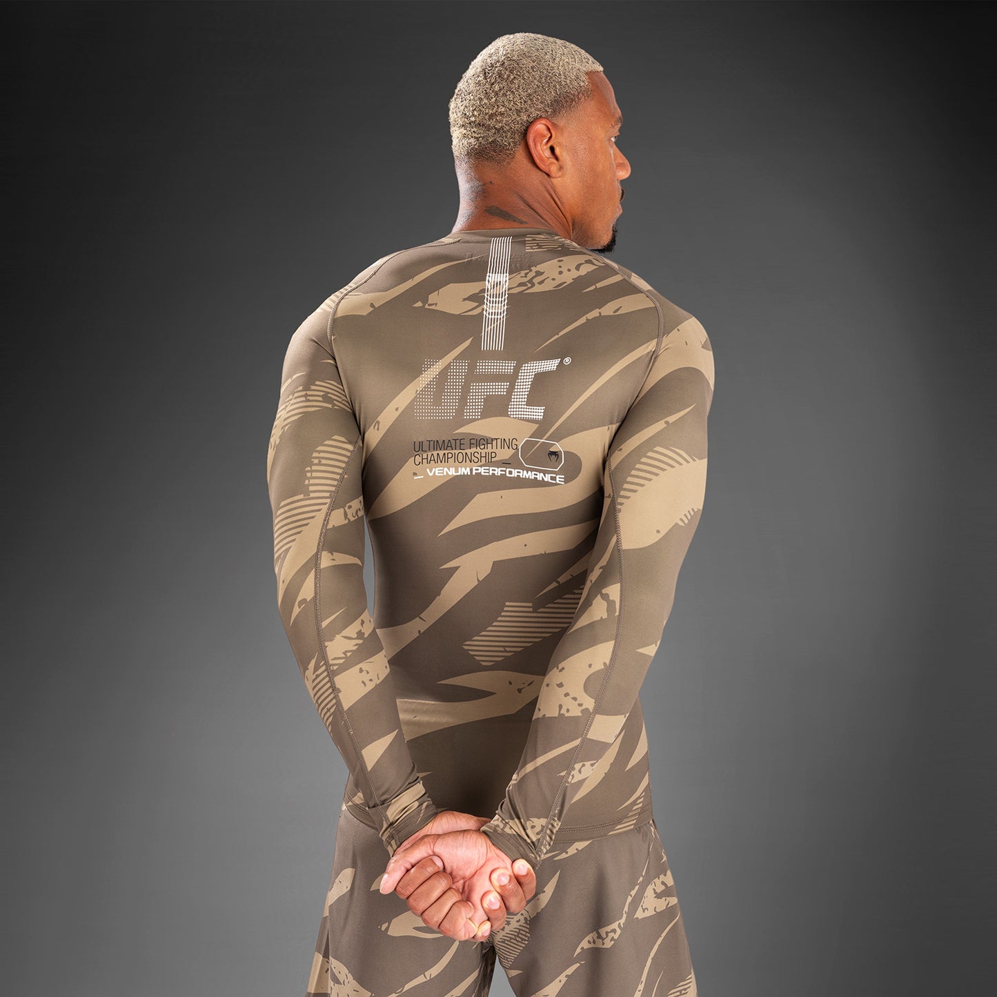 UFC Adrenaline by Venum Fight Week Performance Long Sleeve Rashguard - Desert Camo