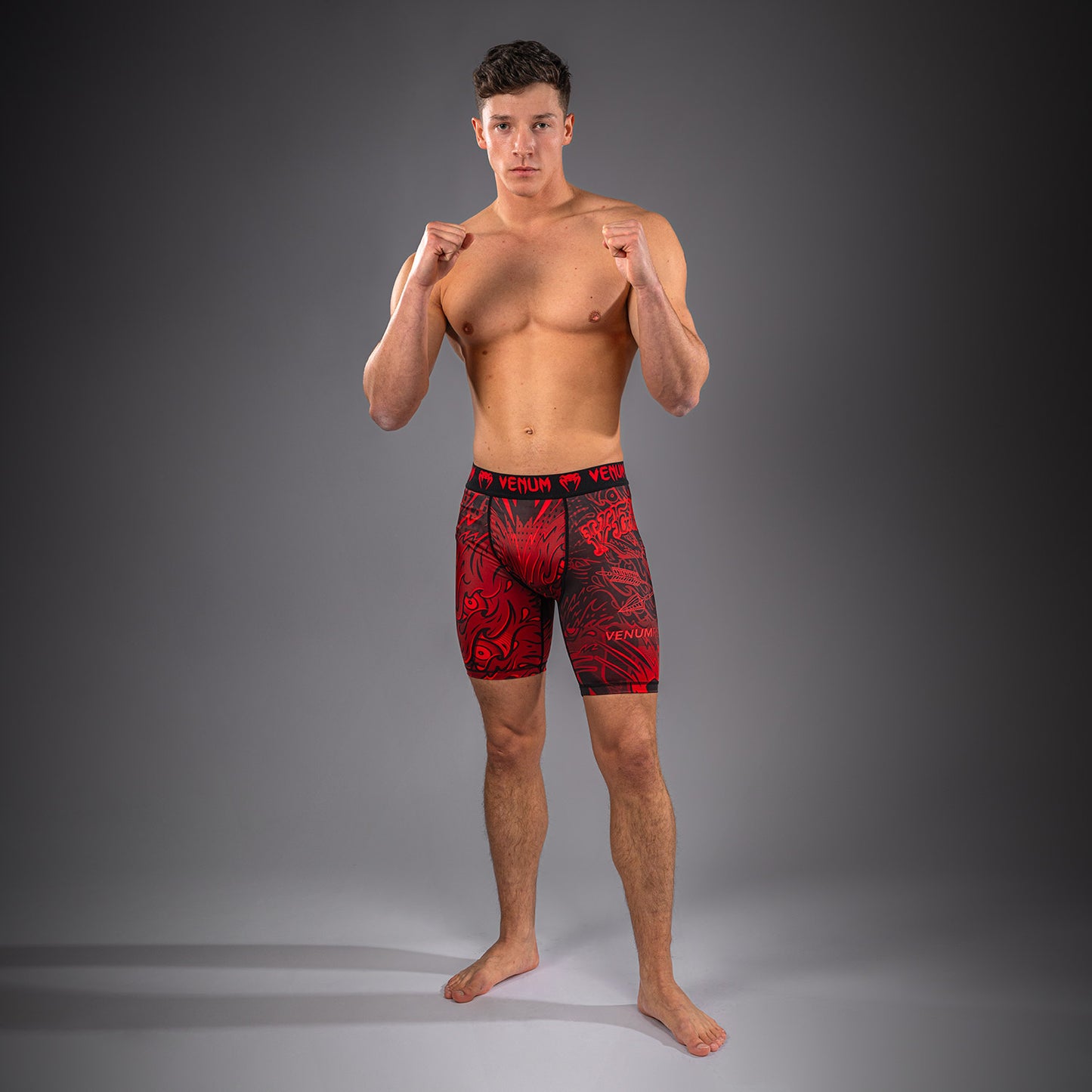 Venum Wolf Atak Vale Tudo Shorts - Black/Red