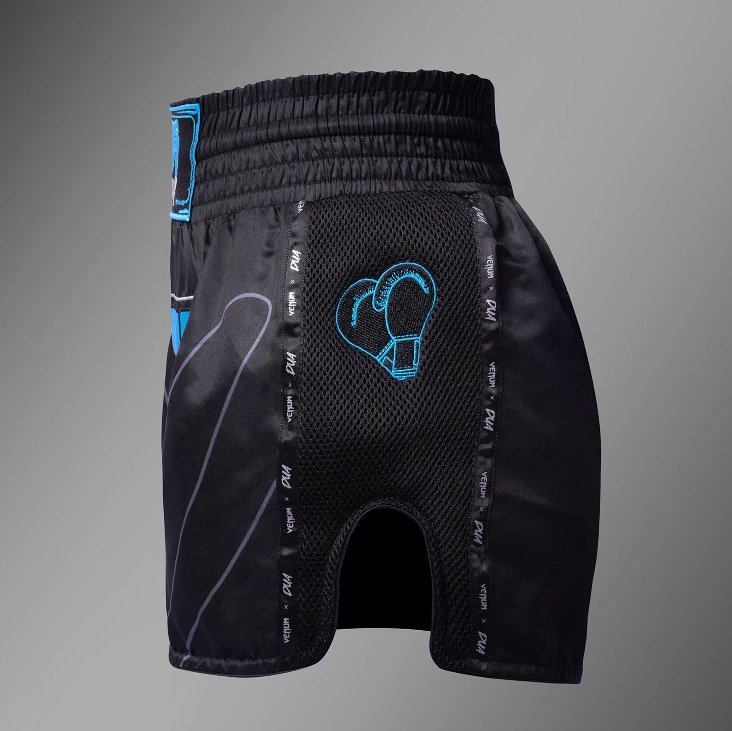 Venum x Dua Muay Thai Shorts - Black/Electric Blue