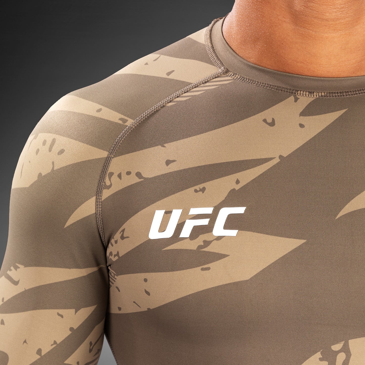 UFC Adrenaline by Venum Fight Week Performance Long Sleeve Rashguard - Desert Camo