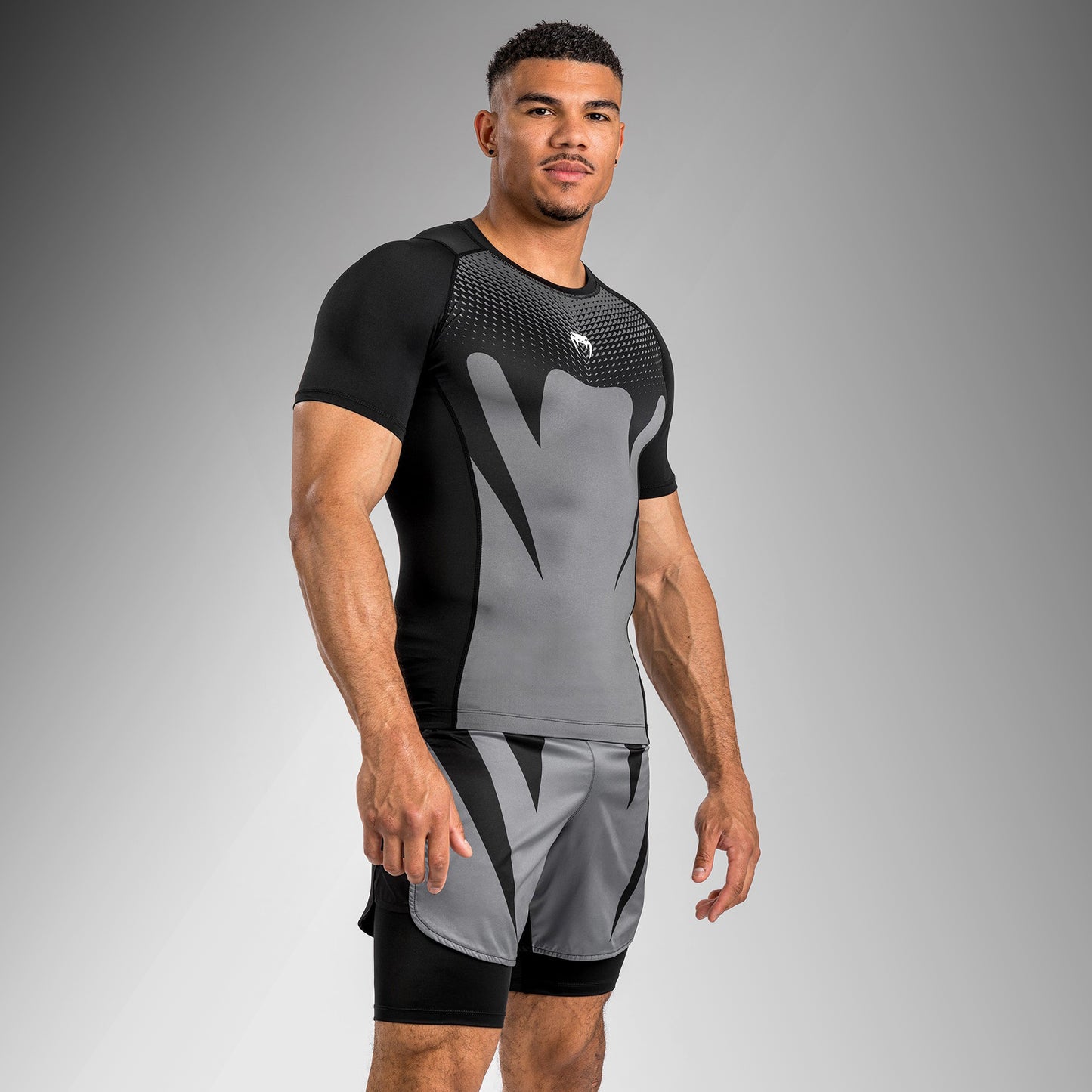 Venum Attack Men's Short Sleeve Rashguard - Black/Grey