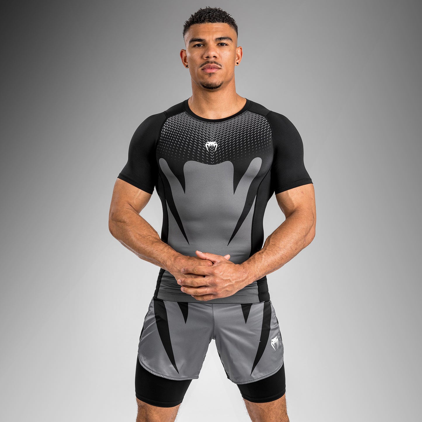 Venum Attack Men's Short Sleeve Rashguard - Black/Grey