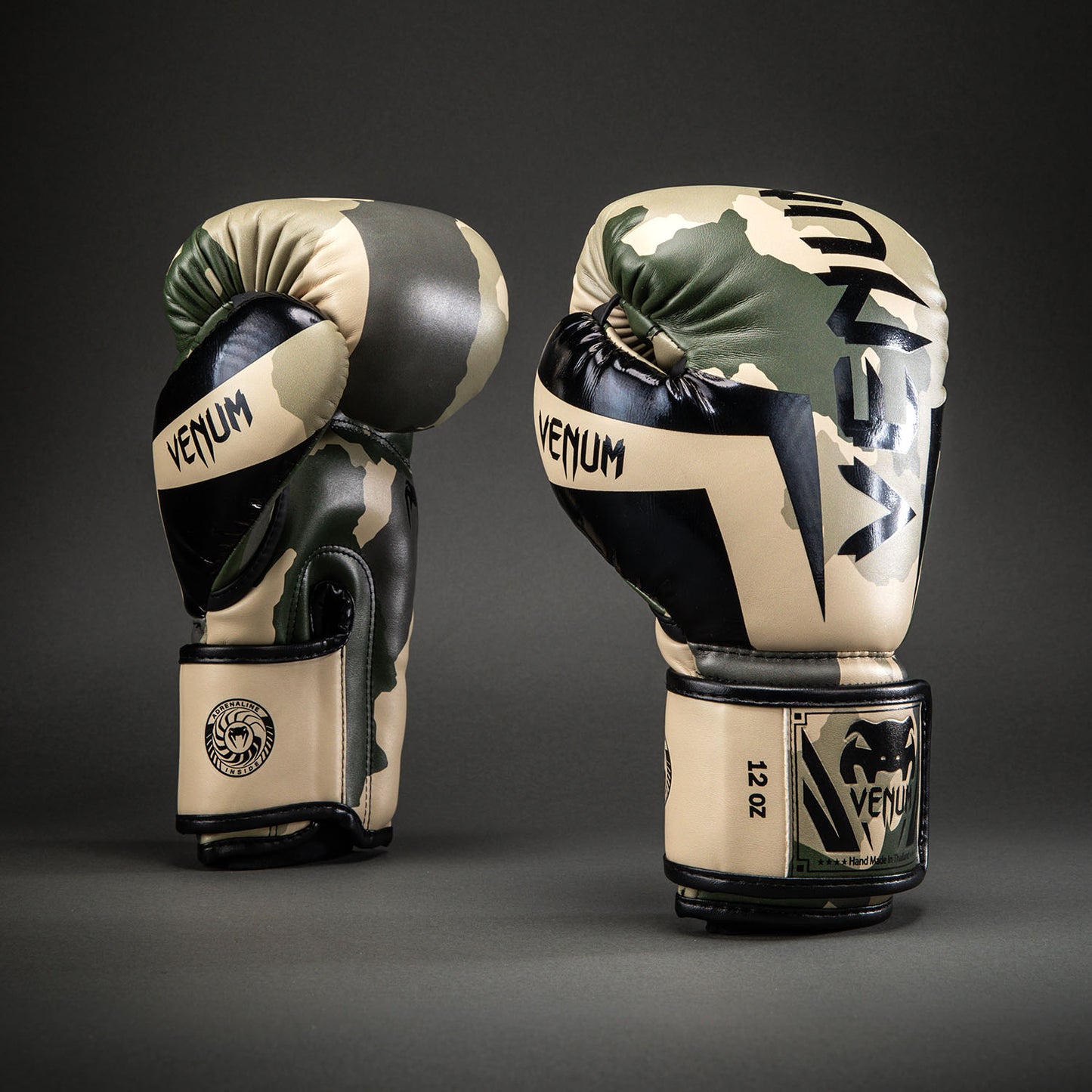 Venum Elite Camo Boxing Gloves - Khaki/ Off-White