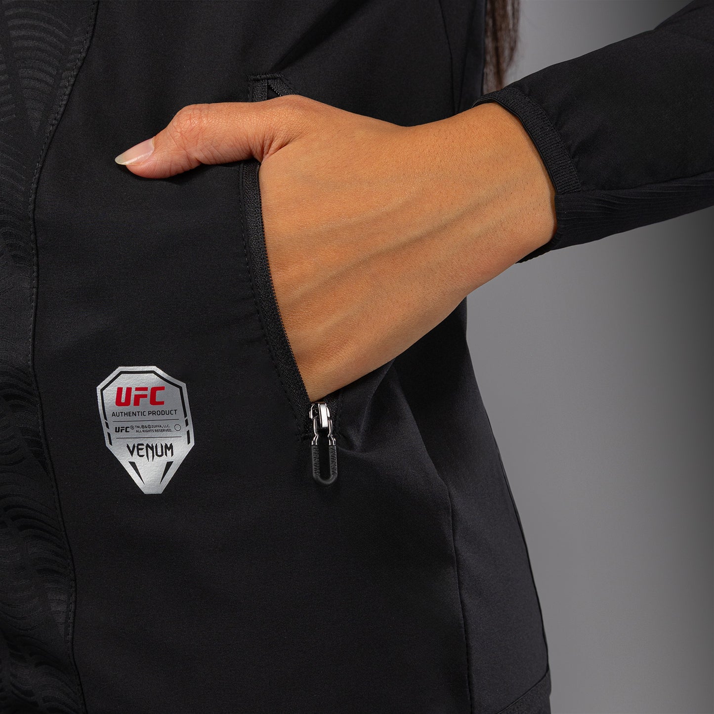 Women's UFC Zenith by Venum Black Authentic Fight Night Walkout Hoodie Personalized