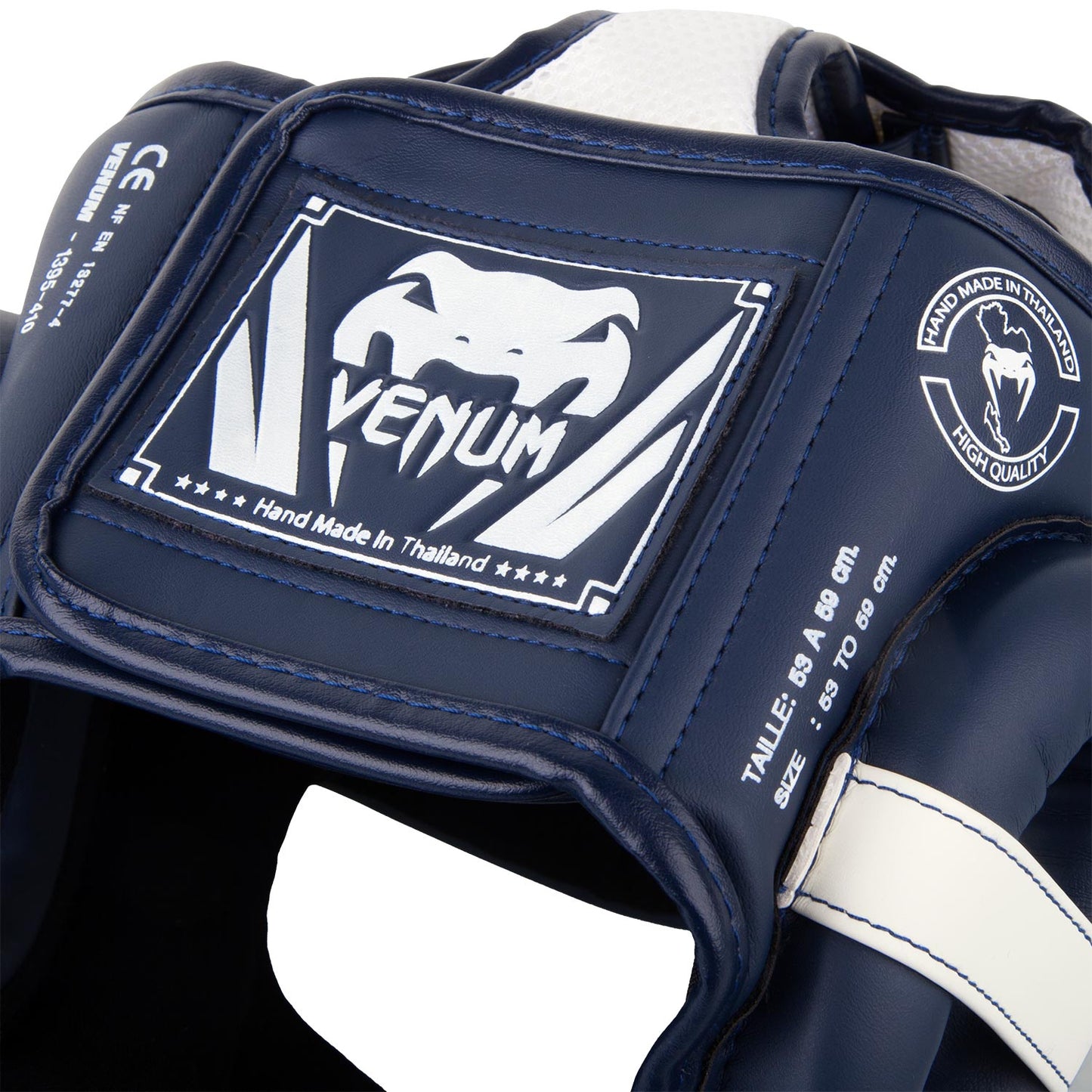 Venum Elite Headgear - White/Navy Blue