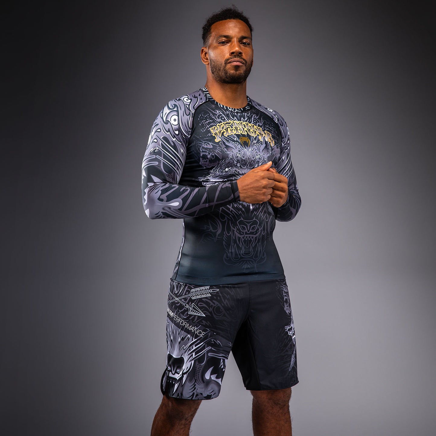 Venum Wolf Atak Long Sleeve Rashguard - Black/Grey