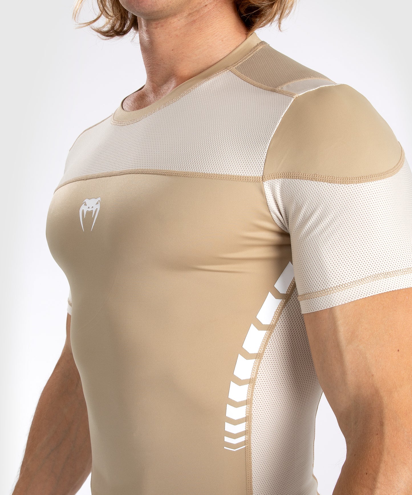 Venum Tempest Men's Short Sleeve Rashguard - Beige/Sand