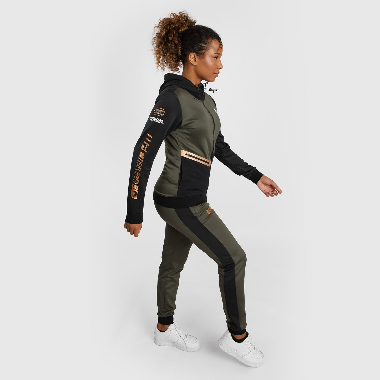 UFC Adrenaline by Venum Fight Week  Women’s Zip Hoodie - Khaki/Bronze