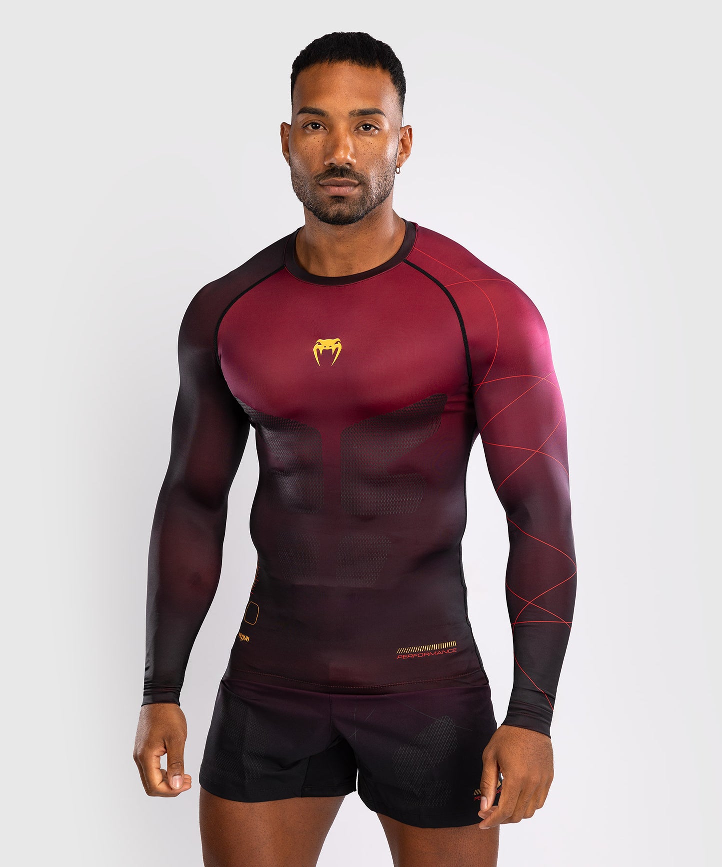 Venum Tactical XT Men's Long Sleeve Rashguard - Black/Burgundy/Gold