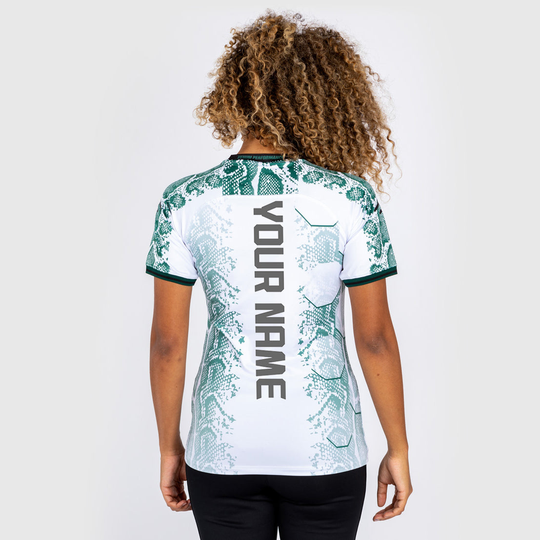 UFC Adrenaline by Venum Personalized Authentic Fight Night Women’s Walkout Jersey - Emerald Edition - White/Green