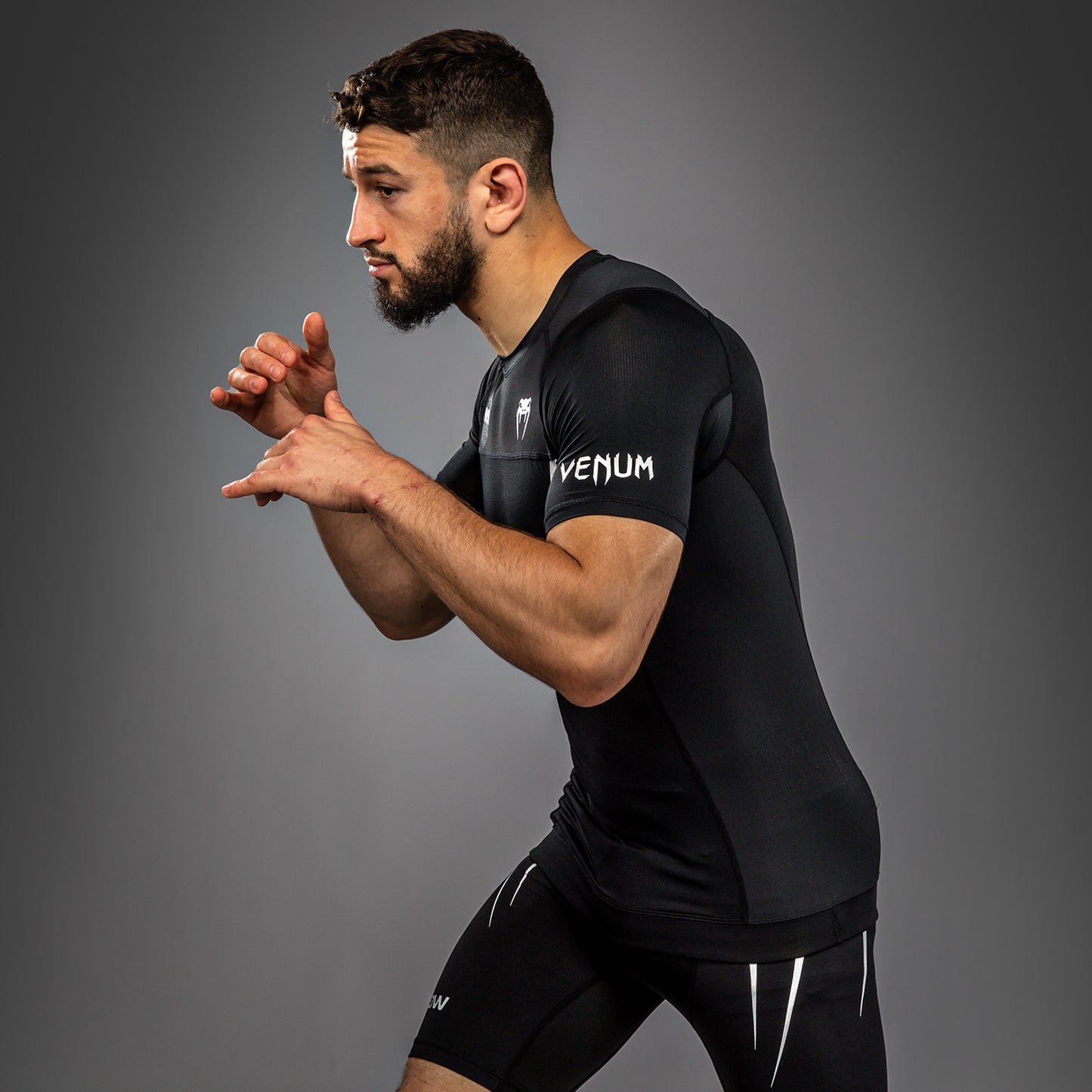 Venum x WOW FC Short Sleeve Rashguard - Black/ Silver Grey