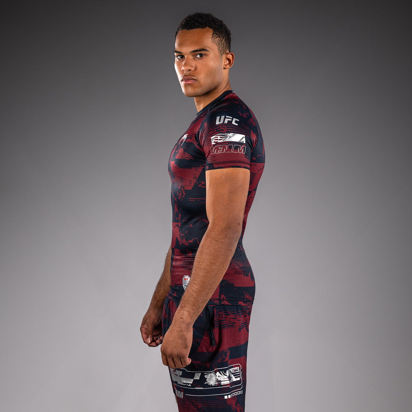 Men's UFC Zenith by Venum Burgundy Authentic Fight Week Performance Short Sleeve Rashguard