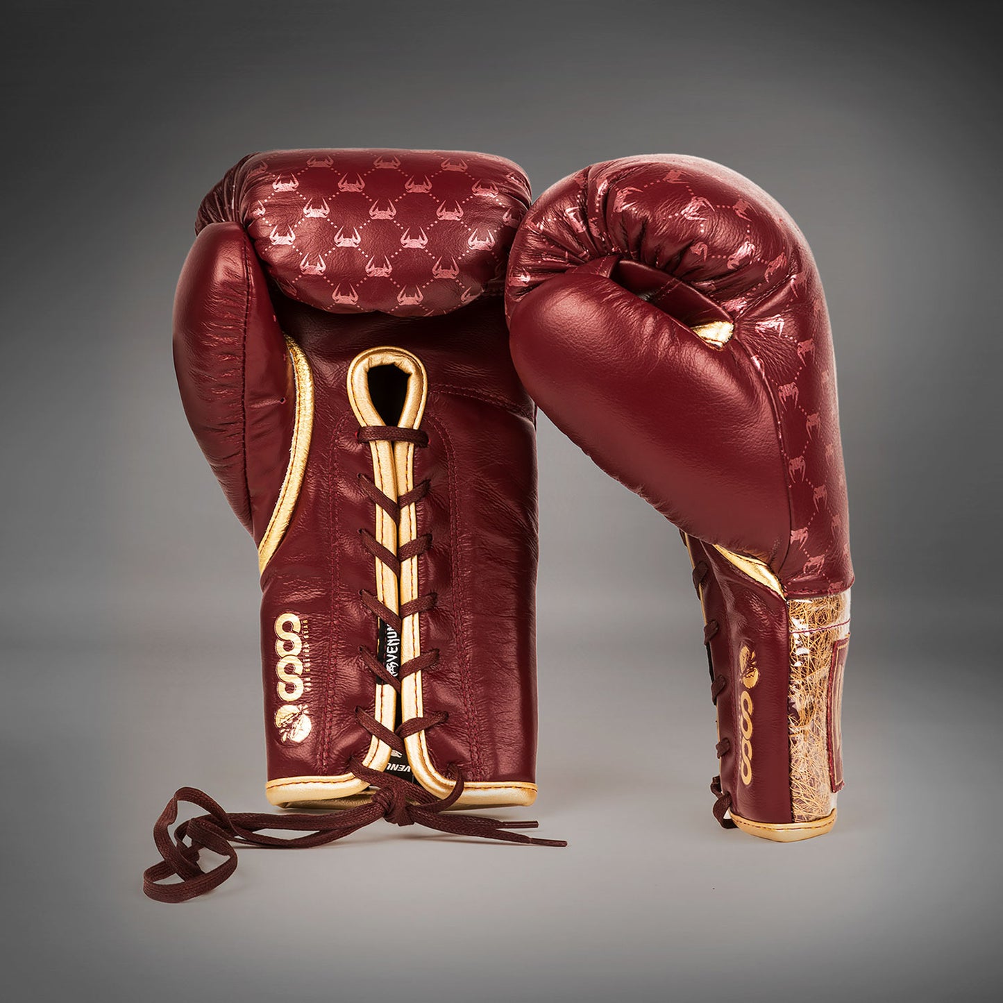 Venum Coco Monogram Pro Lace Up Boxing Gloves - Garnet Red