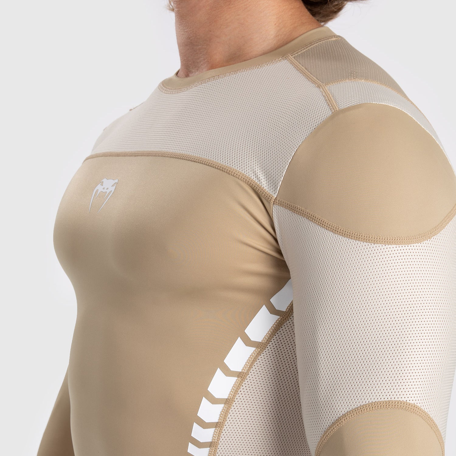 Venum Tempest Men's Long Sleeve Rashguard - Beige/Sand