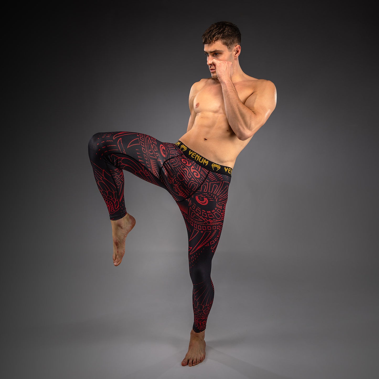 Venum Quetzal Fury Spats - Black/Fury Red/ Tangerine