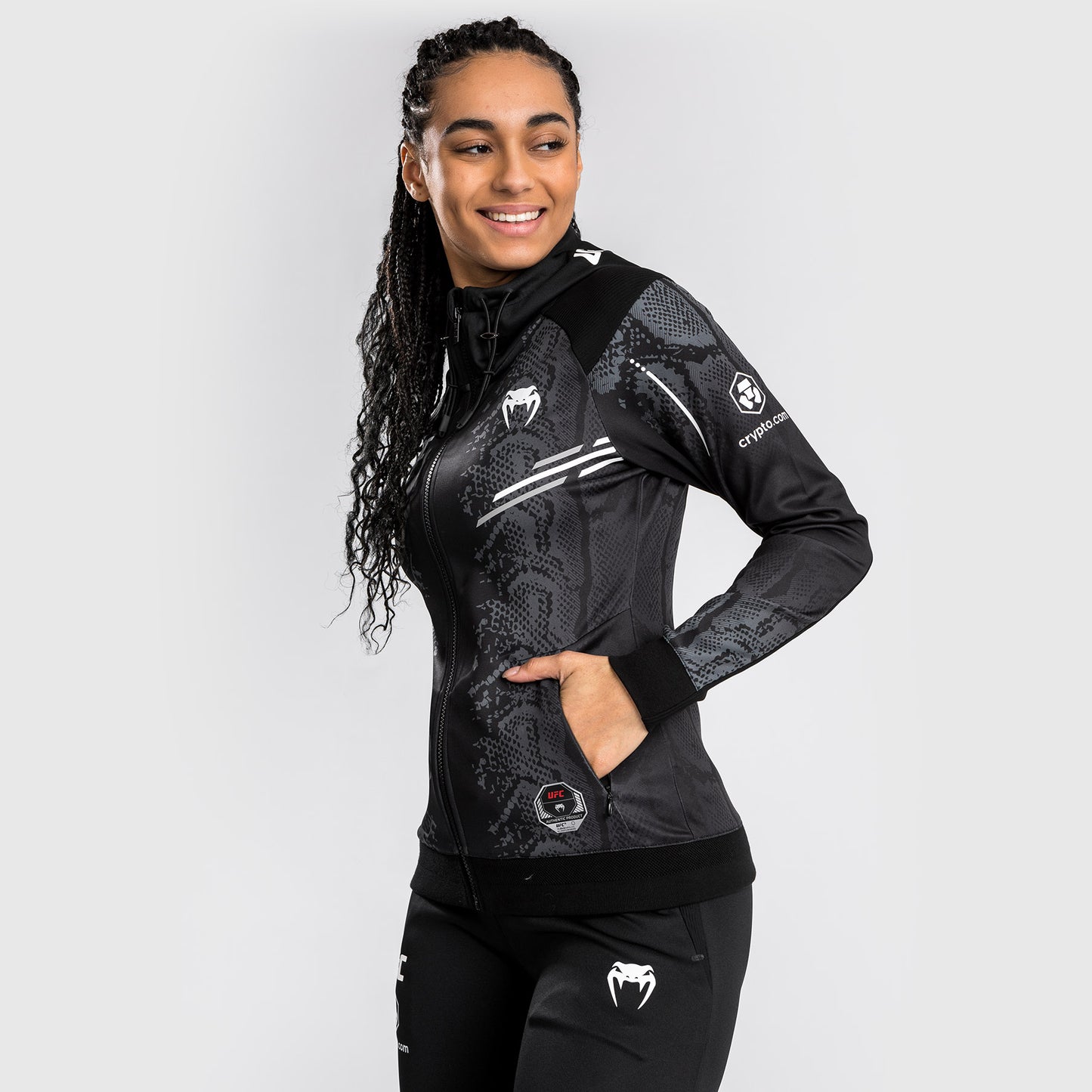 UFC Adrenaline by Venum Personalized Authentic Fight Night  Women's Walkout Hoodie - Black